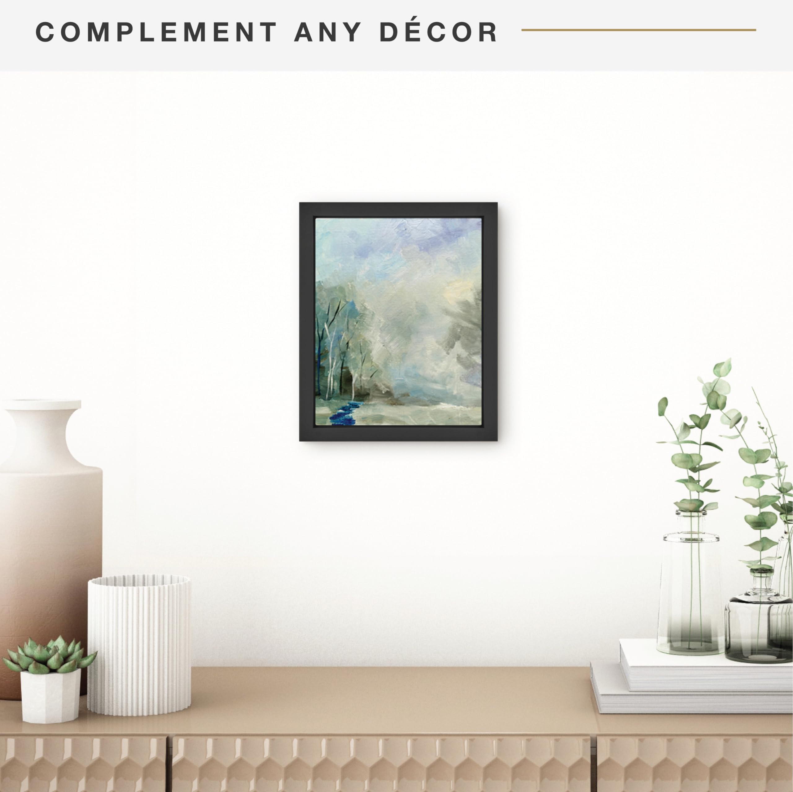 Mcs Floating Frame With Canvas Included, Art Frames For Canvas Paintings With Adhesive Fasteners And Hanging Hardware, Black, 8