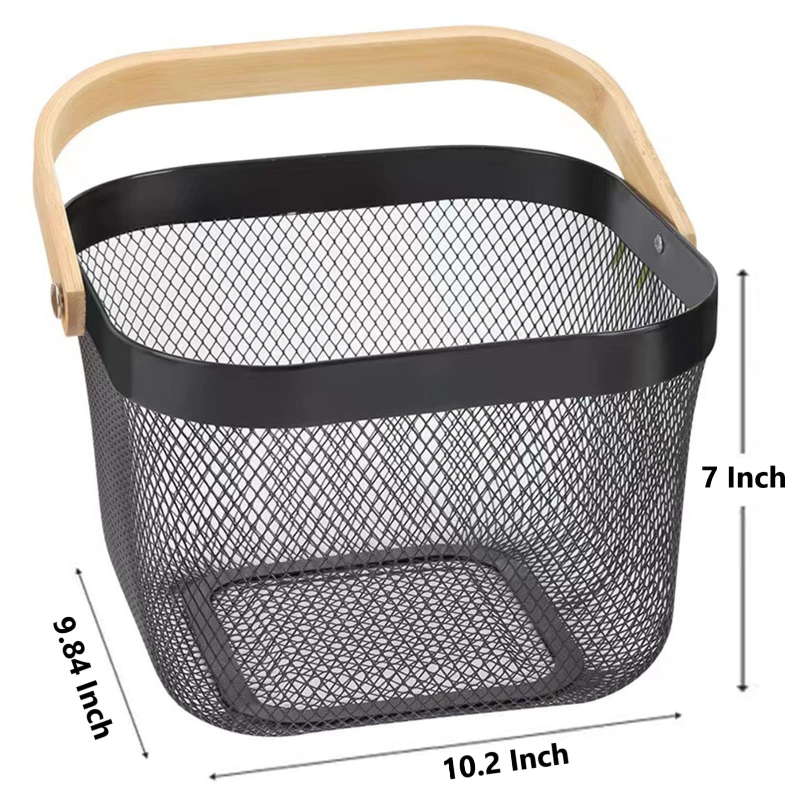 Ajioda 2 Pack Metal Mesh Steel Basket, Storage Organizer Basket Multi-Function Hanging Kitchen Baskets Fruit Basket Bin With Woo