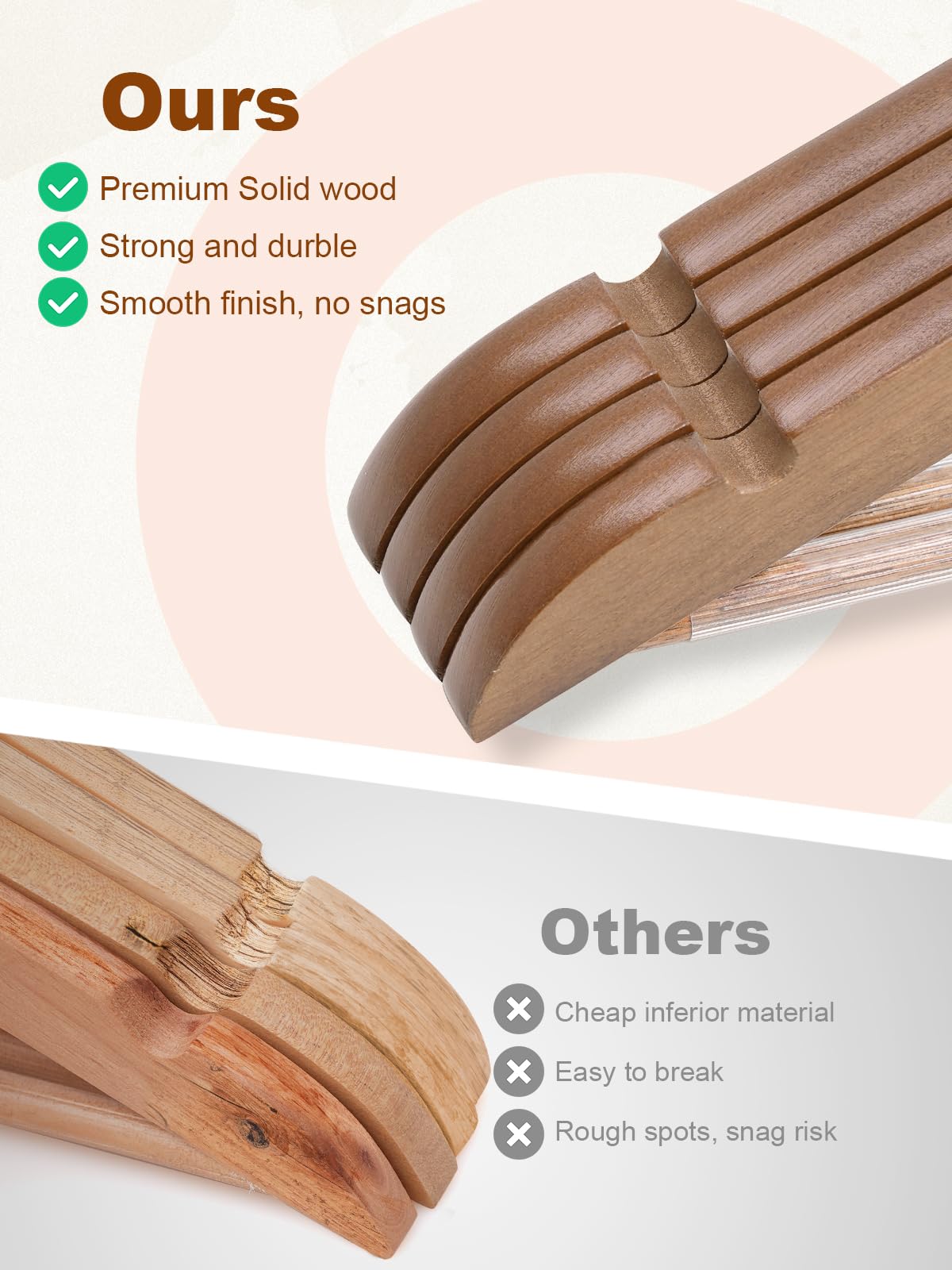 HOUSE DAY Premium Wooden Hangers High Grade Coat Hangers Wood Clothes Hangers Smooth Finish Wood Hangers for Closet Heavy Duty Hangers Suit Hangers for Clothes  Walnut  Jacket  Shirt  Tank Top  Dress