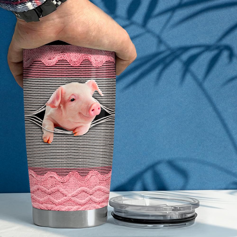 SANDJEST Pig Tumbler 20oz Stainless Steel Insulated Tumblers Coffee Travel Mug Cup Funny Pig Gifts for Women Girls Gift for Birt