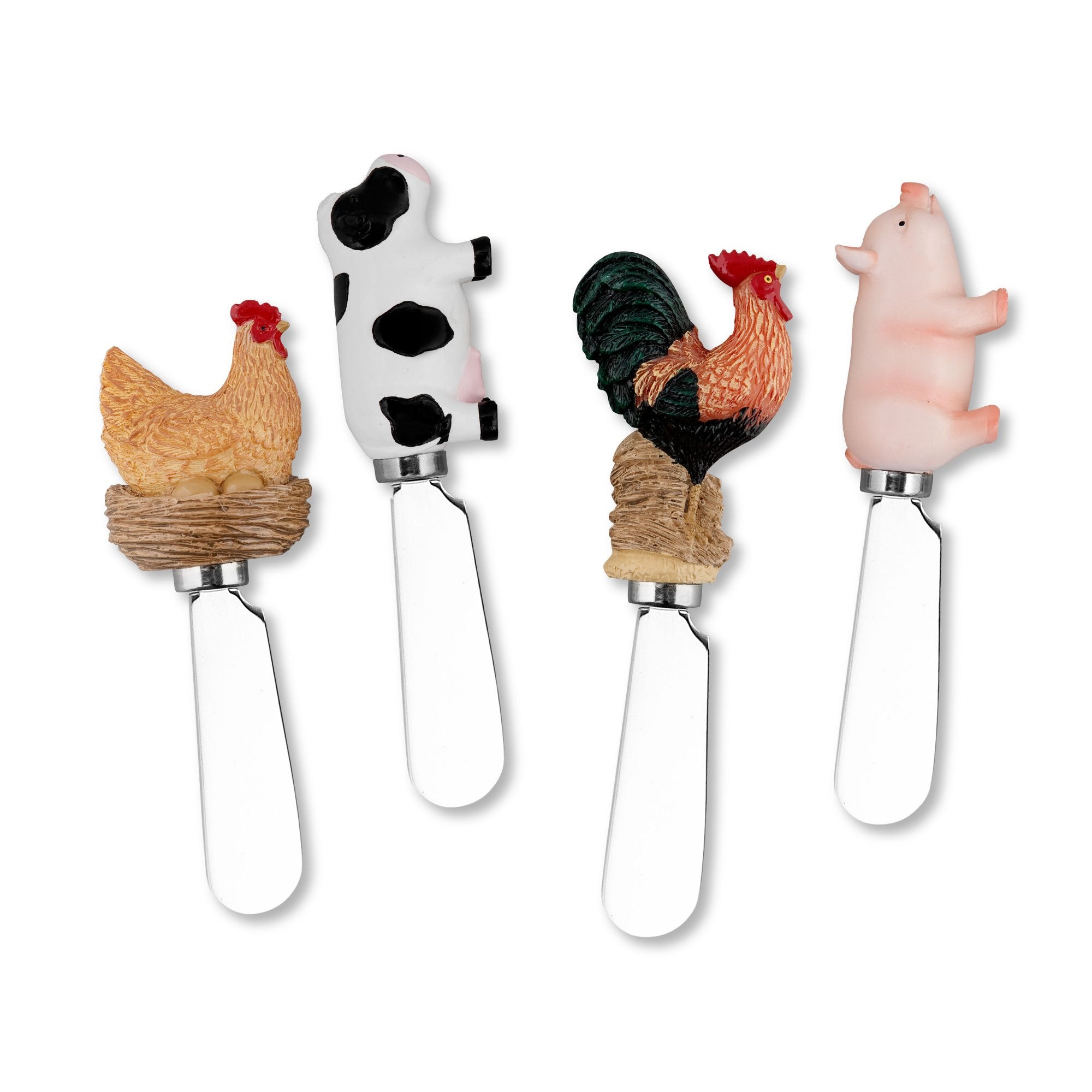 Supreme Housewares Farm Animals Resin Spreader S/4, 5'', Multi