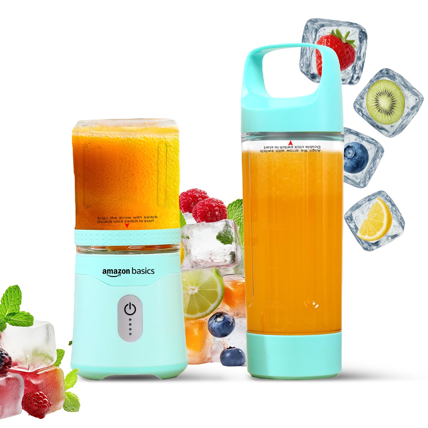 Amazon Basics Portable Blender | 350/500 Ml Jar | Usb Charging | Battery Operated And Rechargeable | 6 Stainless Steel Blades | 