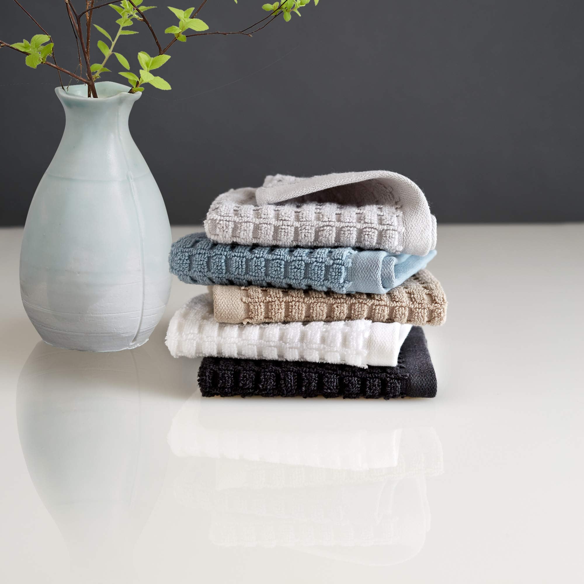 Dkny Quick Dry 100% Cotton Towels, 6 Pack Washcloths - 12 X12, Black