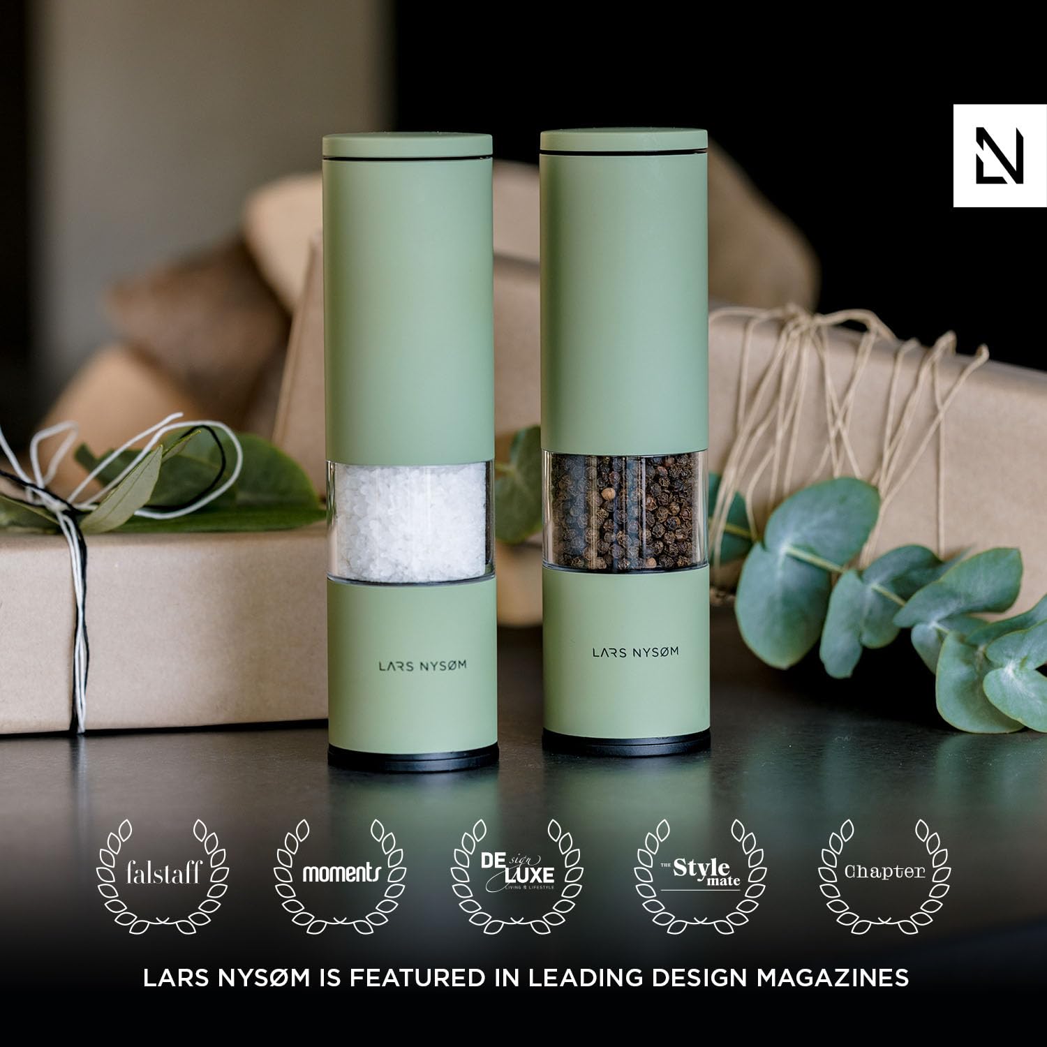 Lars Nysm Salt And Pepper Grinder Set 2 Pieces I Salt Pepper Mill With Adjustable Ceramic Grinder I Design Spice Grinder Set Man