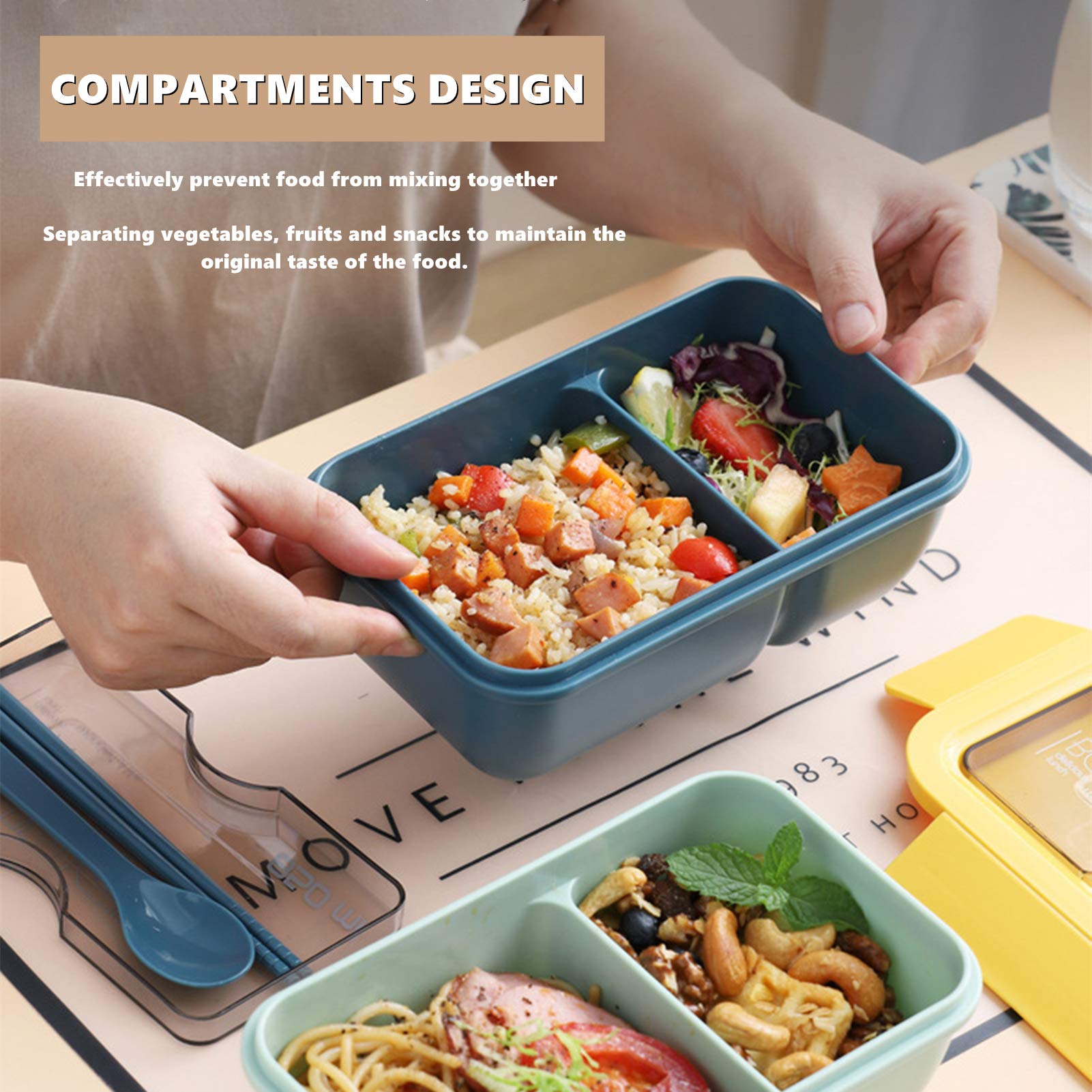 Chchmu Bento Box Portable Lunch Box Leakproof Salad Lunch Container With Spoon & Chopsticks Leak Proof Lunch Containers Microwav