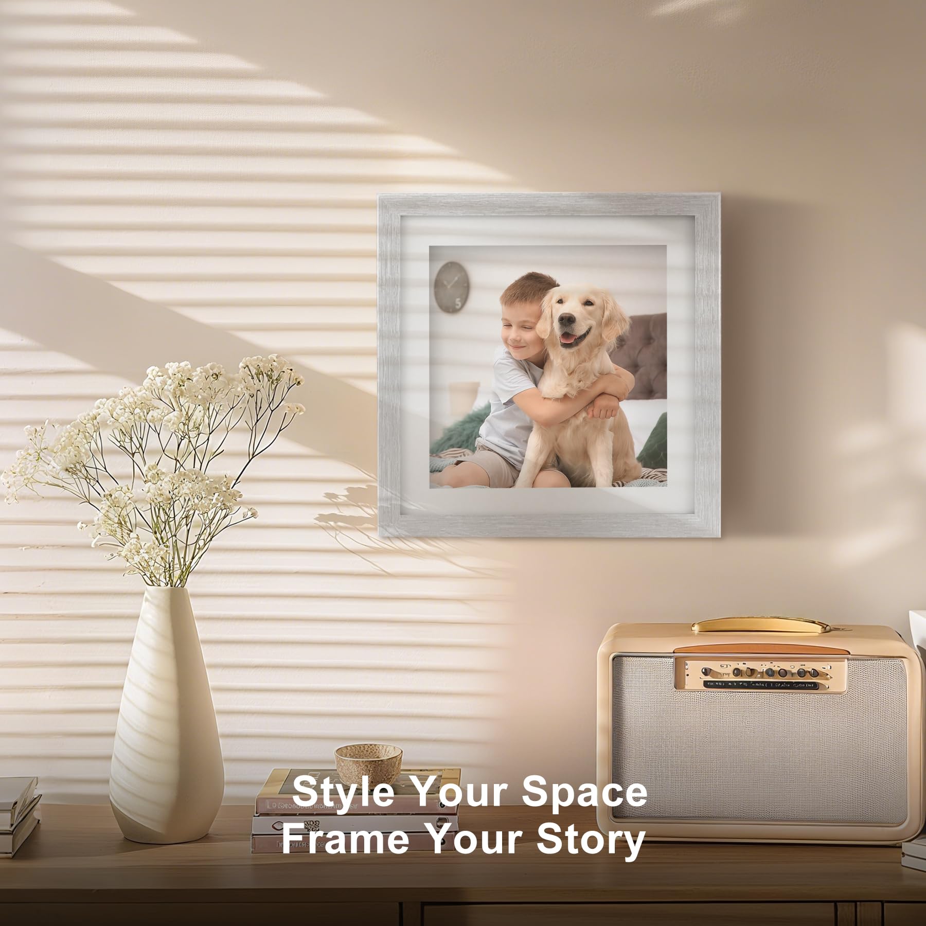 TOFOREVO Picture Frames 10x10 Set of 2 Distressed Silver Wood Grain Photo Frame for Gallery Wall Mounting or Tabletop Display