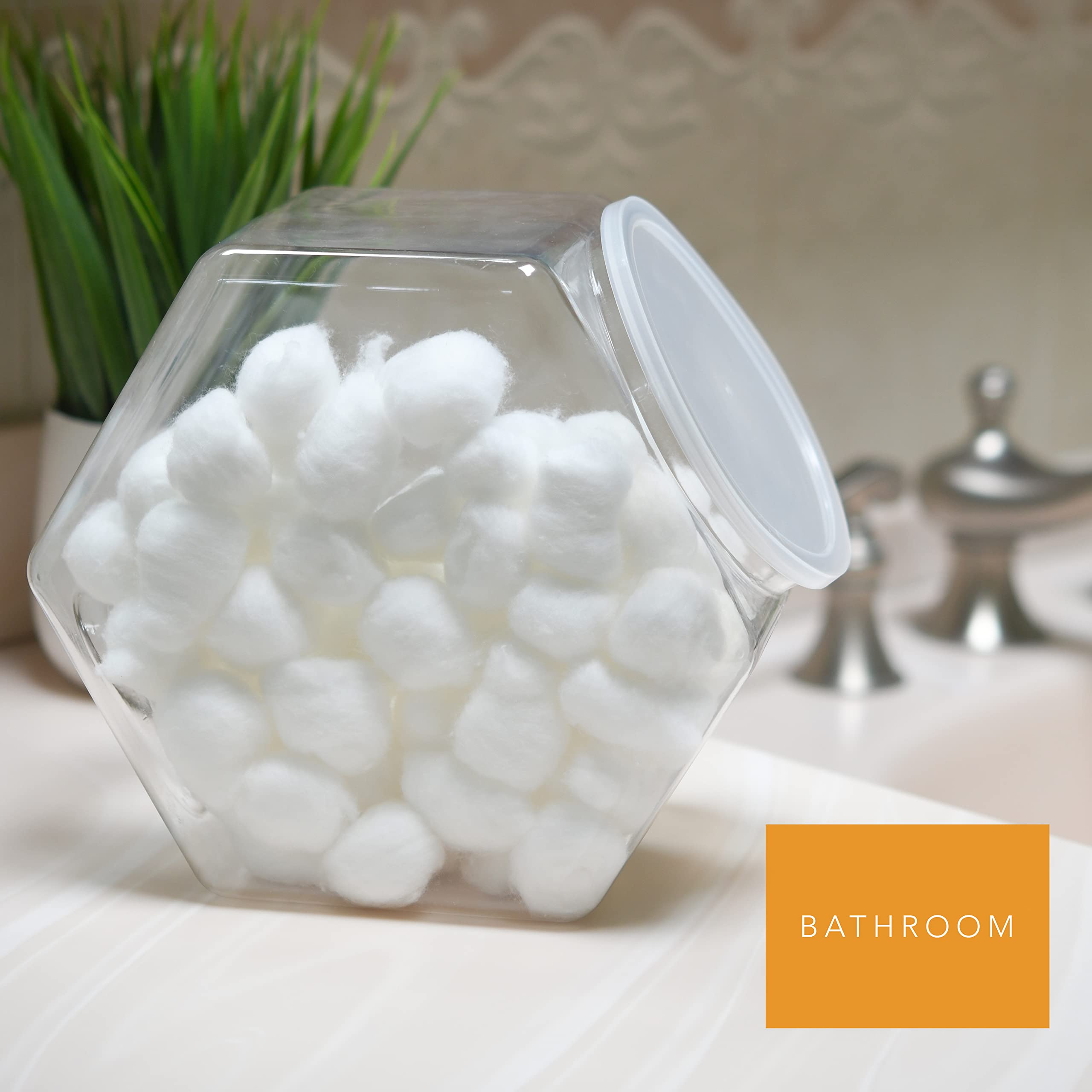 Dilabee 2-Pack Plastic Cookie Jar - 1 Gallon Hexagon Candy Jars With Lids For Candy Buffet, Kitchen & Office - Clear Jars With L