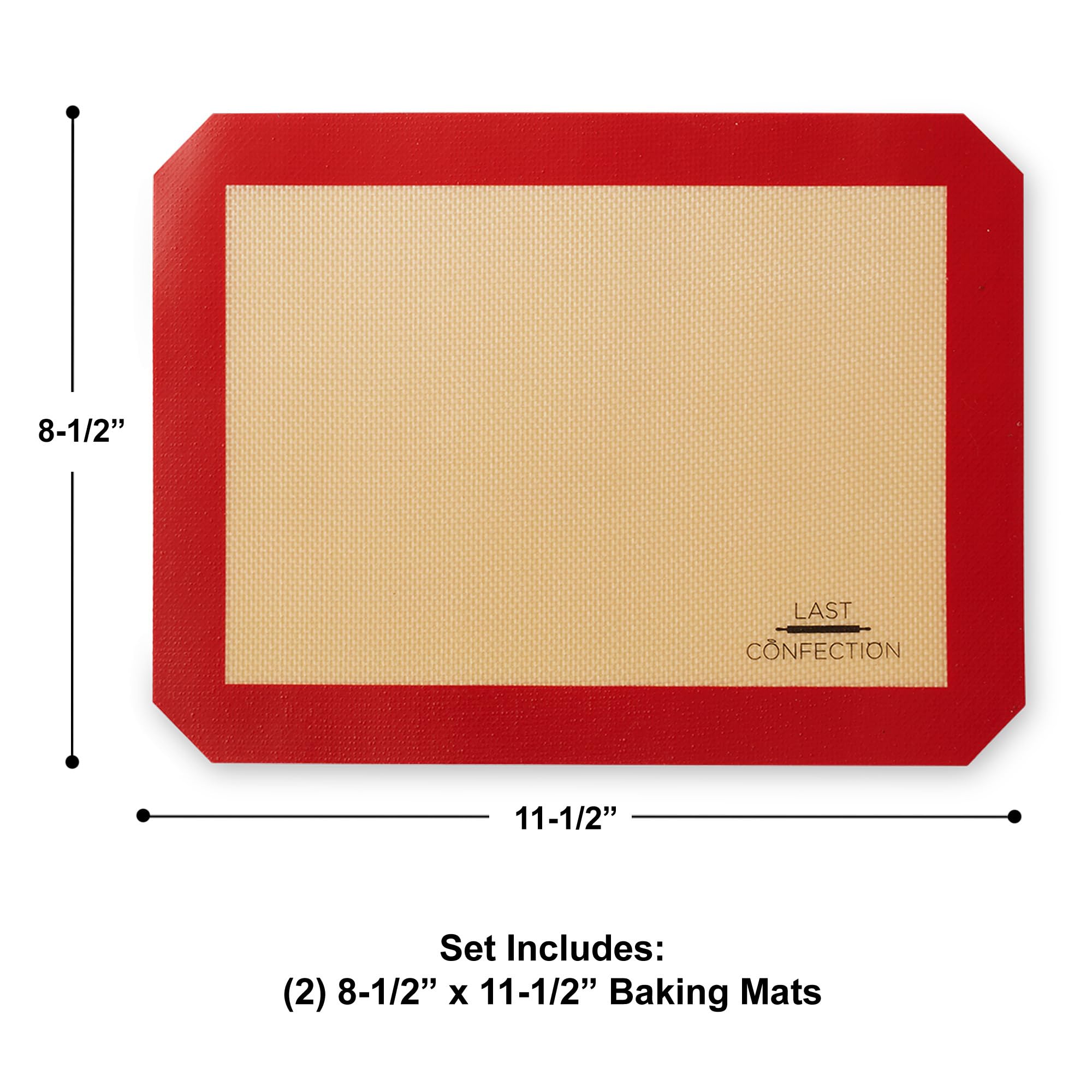 Last Confection Silicone Baking Mat - Set Of 2 Non-Stick Quarter Sheet (8-1/2'' X 11-1/2'') Professional Food Safe Tray Pan Line
