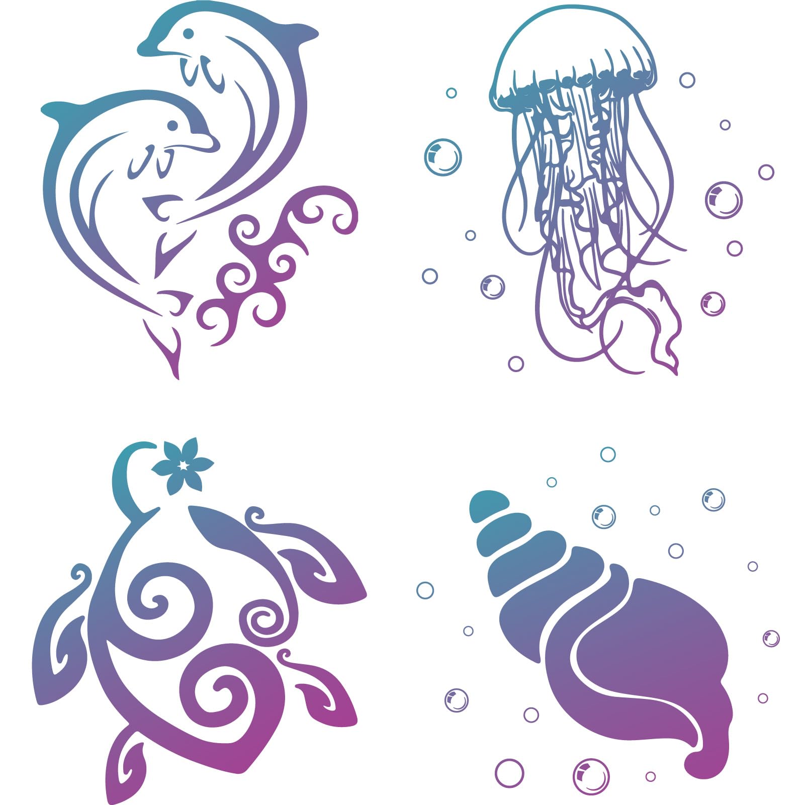GORGECRAFT 4PCS Sea Animal Window Decals Static Glass Sliding Door Sticker Clings Vinyl Alert Film Bedroom Bathroom Anti-Collisi