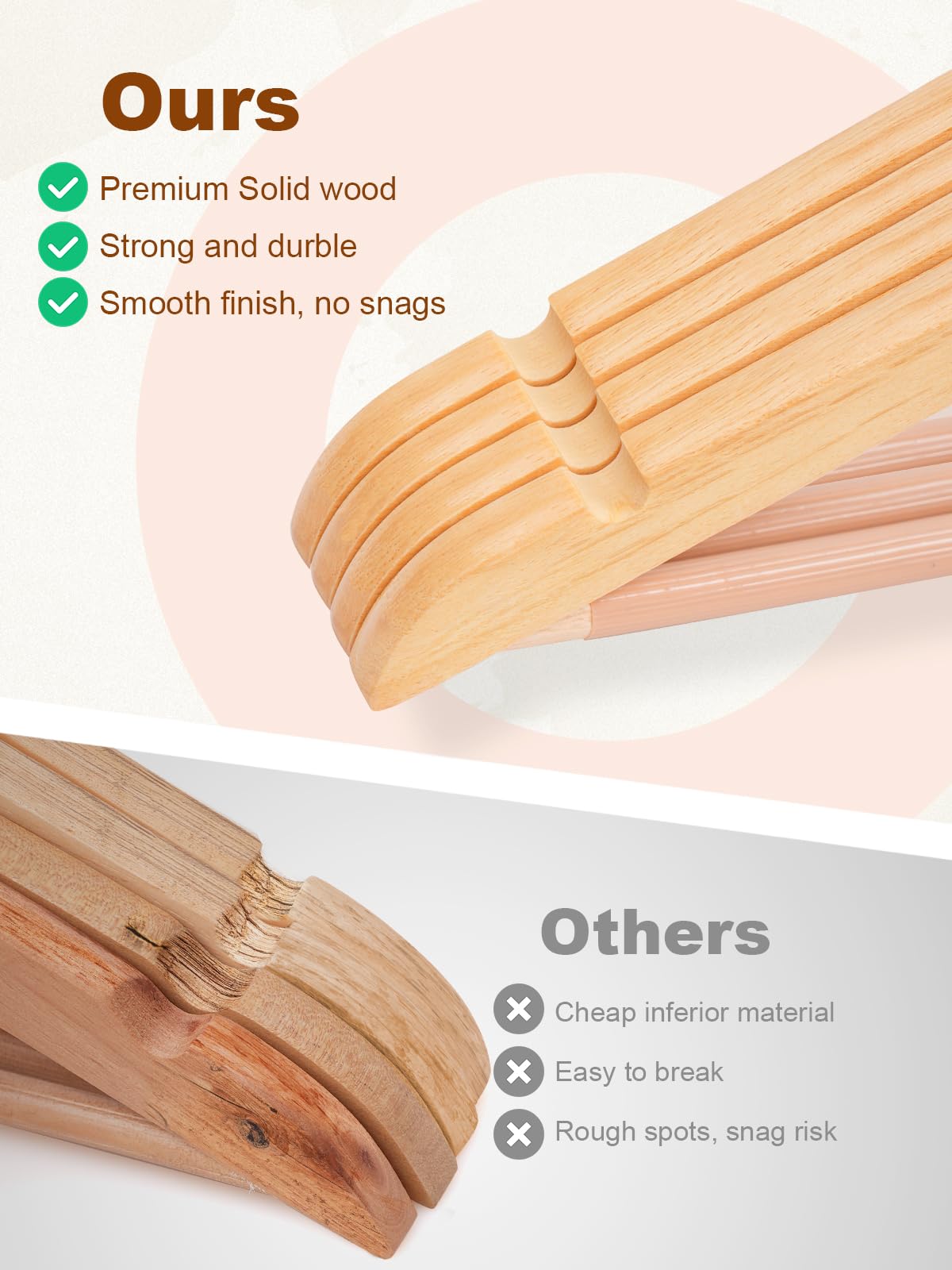 HOUSE DAY Wooden Hangers 20 Pack Wood Clothes Hangers Smooth Finish Wooden Coat Hangers for Closet Heavy Duty Hangers Solid Wood Hangers Suit Hangers for Clothes  Jacket  Shirt  Tank Top  Dress