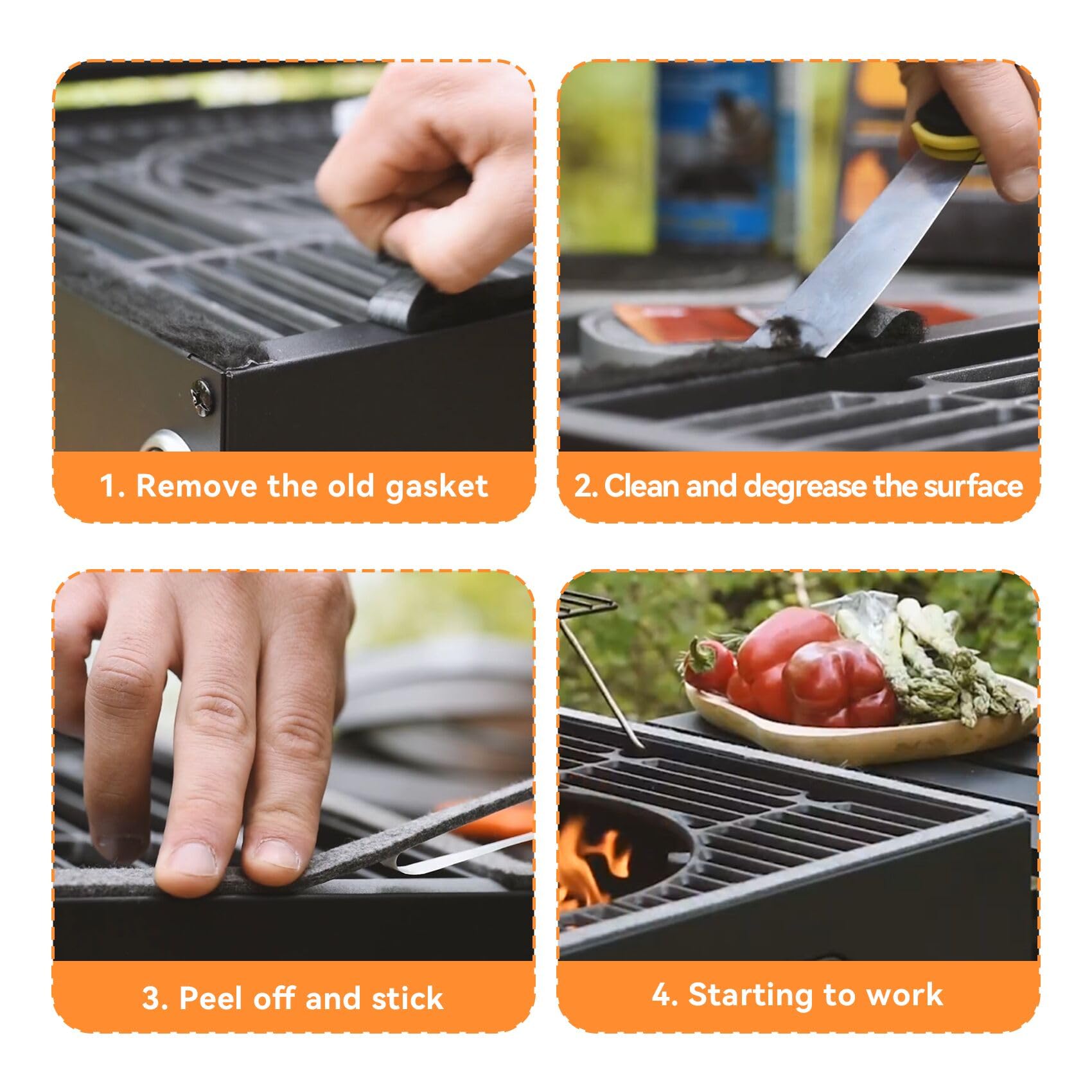onlyfire Hi Temp BBQ Smoker Gasket with Adhesive for BBQ Smoker  Self Stick  15FT