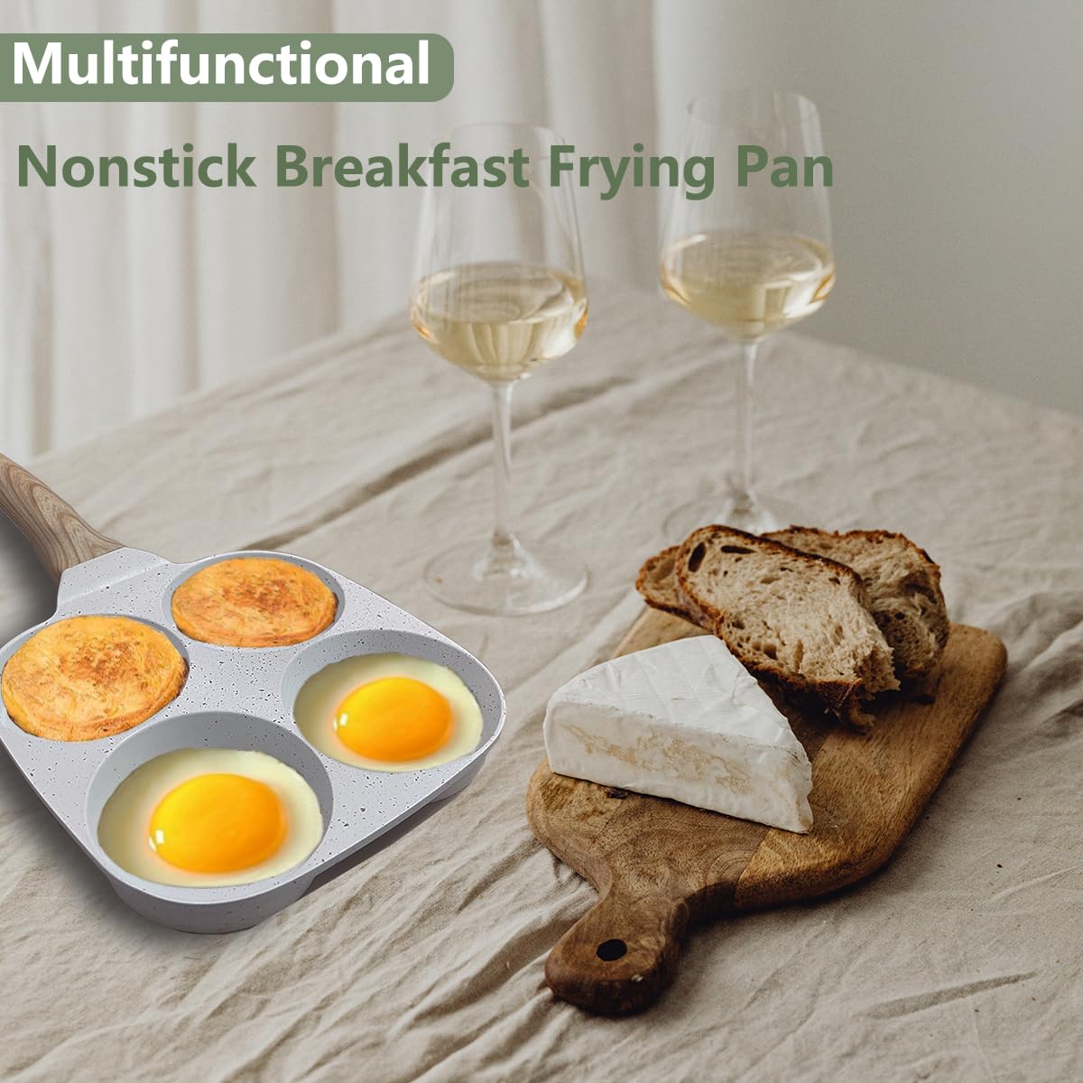 Unoschrim Four Egg Frying Pan, Egg Pan Non Stick Omelette Pan, Suitable For Gas Stove Induction Cookware, Food Grade Granite Min