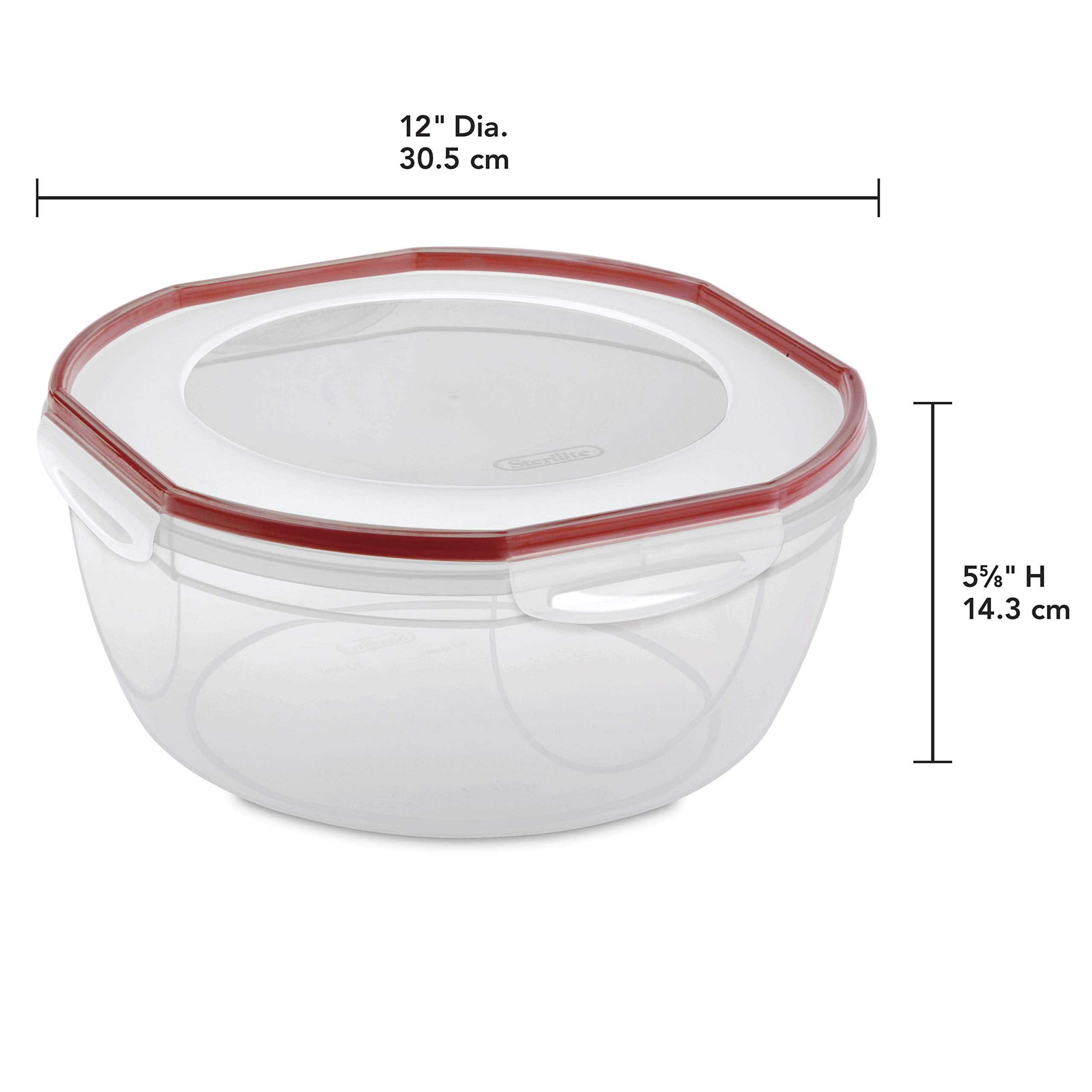 Sterilite Ultra-Seal 8.1 Qt Airtight Food Storage Container, Clear with Red Gasket, 2-Pack, Microwave & Dishwasher Safe