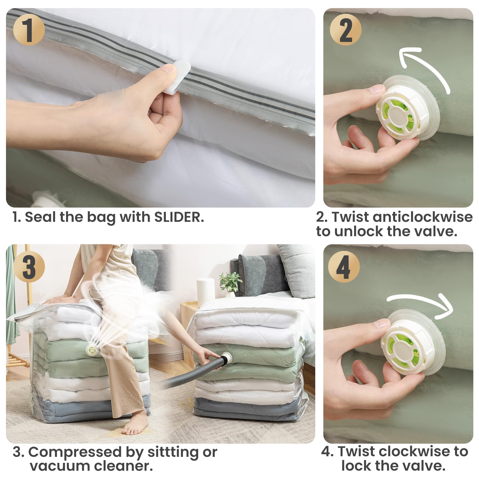 Taili Vacuum Storage Bags 4 Pack Space Saver Bag, Extra Large Cube 40X28X18X18 Inch, Wider Vacuum Sealed Storage Bag For Bedding