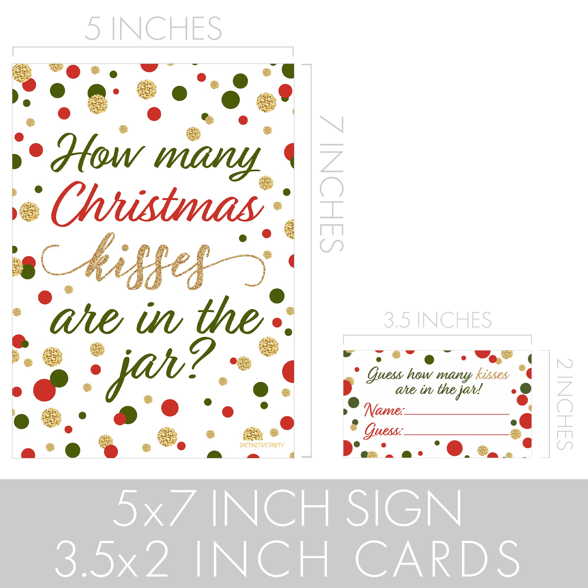 Christmas Party Game - How Many Kisses - Standing Sign And 30 Cards