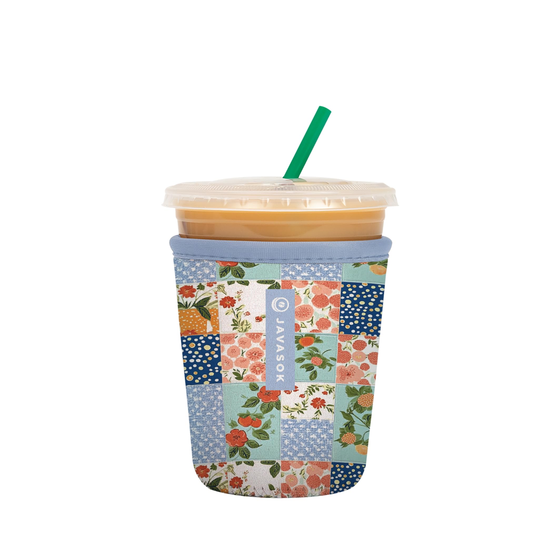Sok It JavaSok Iced Coffee & Cold Soda Insulated Neoprene Cup Sleeve (Garden Quilt, Small: 16-20oz)