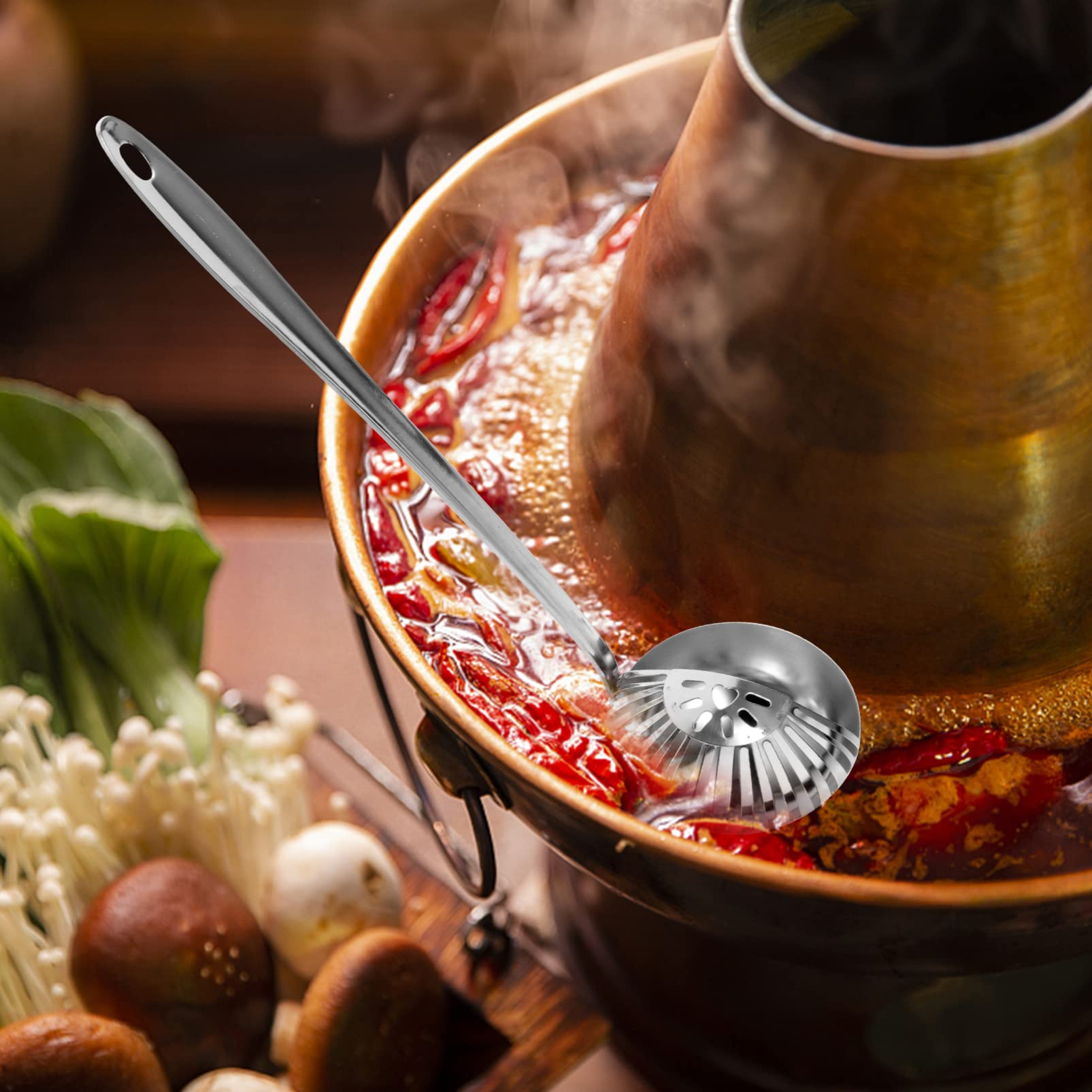 Kichvoe Pot Strainer 2 In 1 Straining Ladle Stainless Steel Hot Pot Spoon With Filter Strainer Spoon Soup Pan Ladle Spoon Gravy