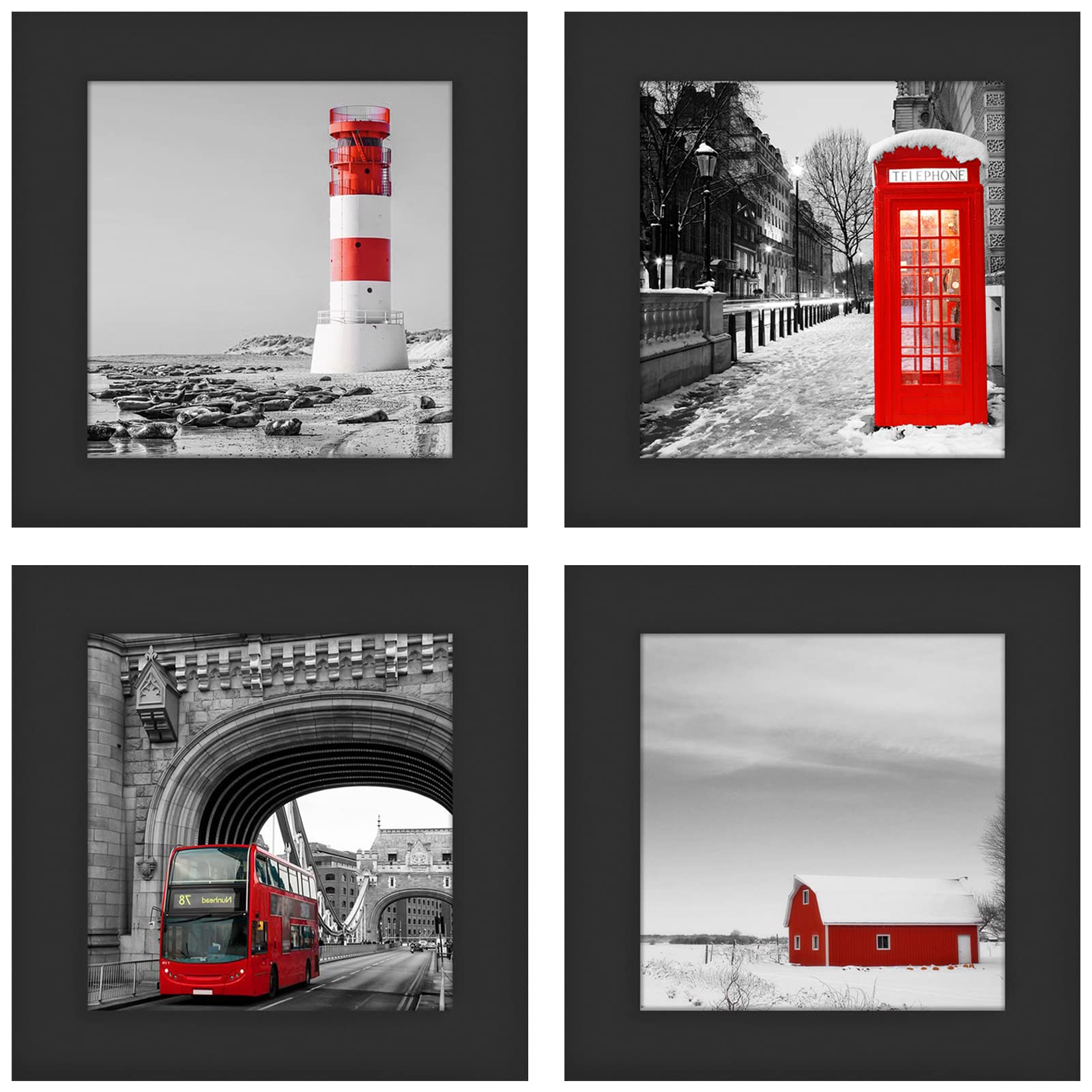 ORIVAN Black 4x4 Picture Frames Set of 4 Solid Wood Photo Frames for Wall and Tabletop Photo Frame