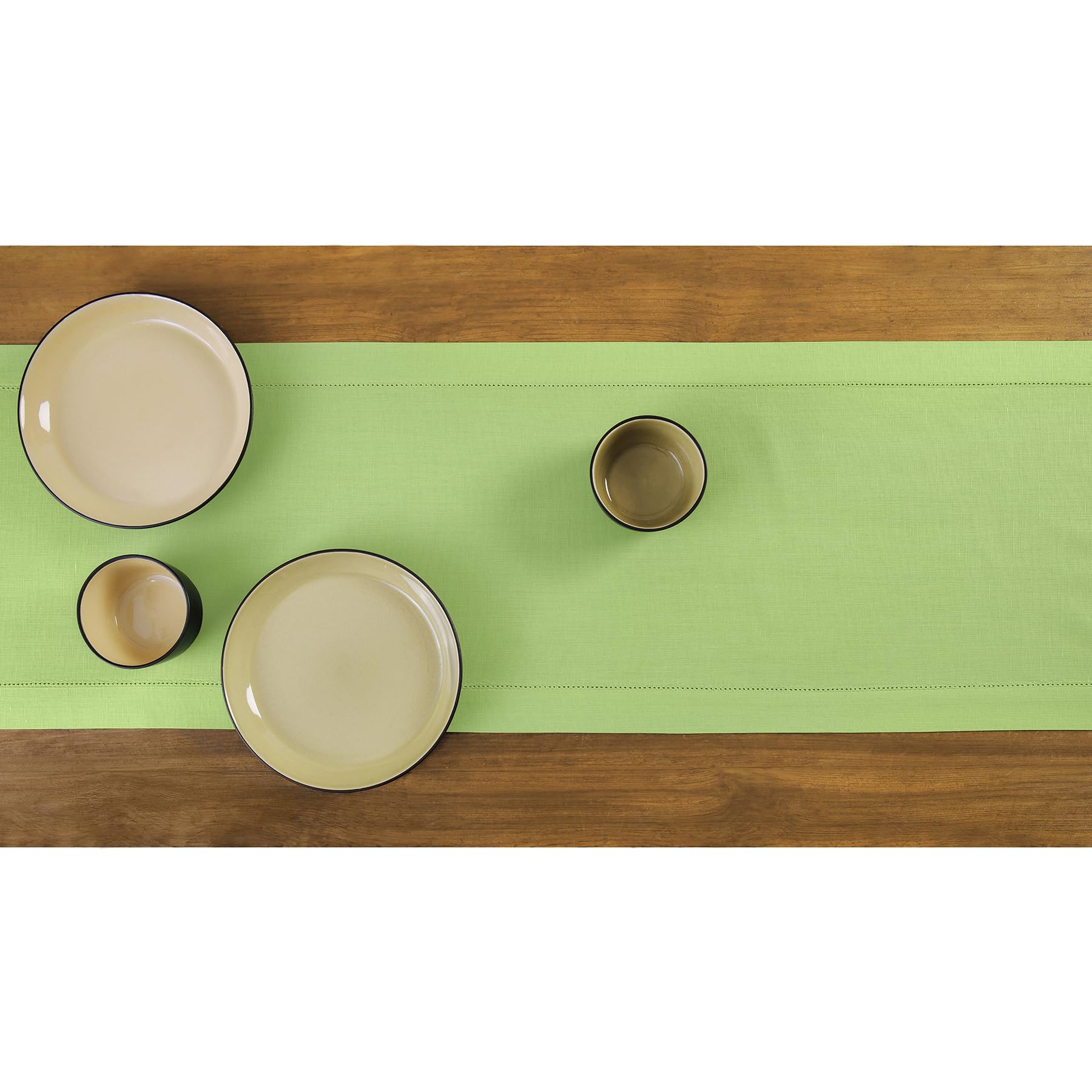 Solino Home Light Grey Table Runner 90 Inches Long - Cotton Linen Hemstitch Summer Table Runner 14 X 90 Inch - Machine Washable