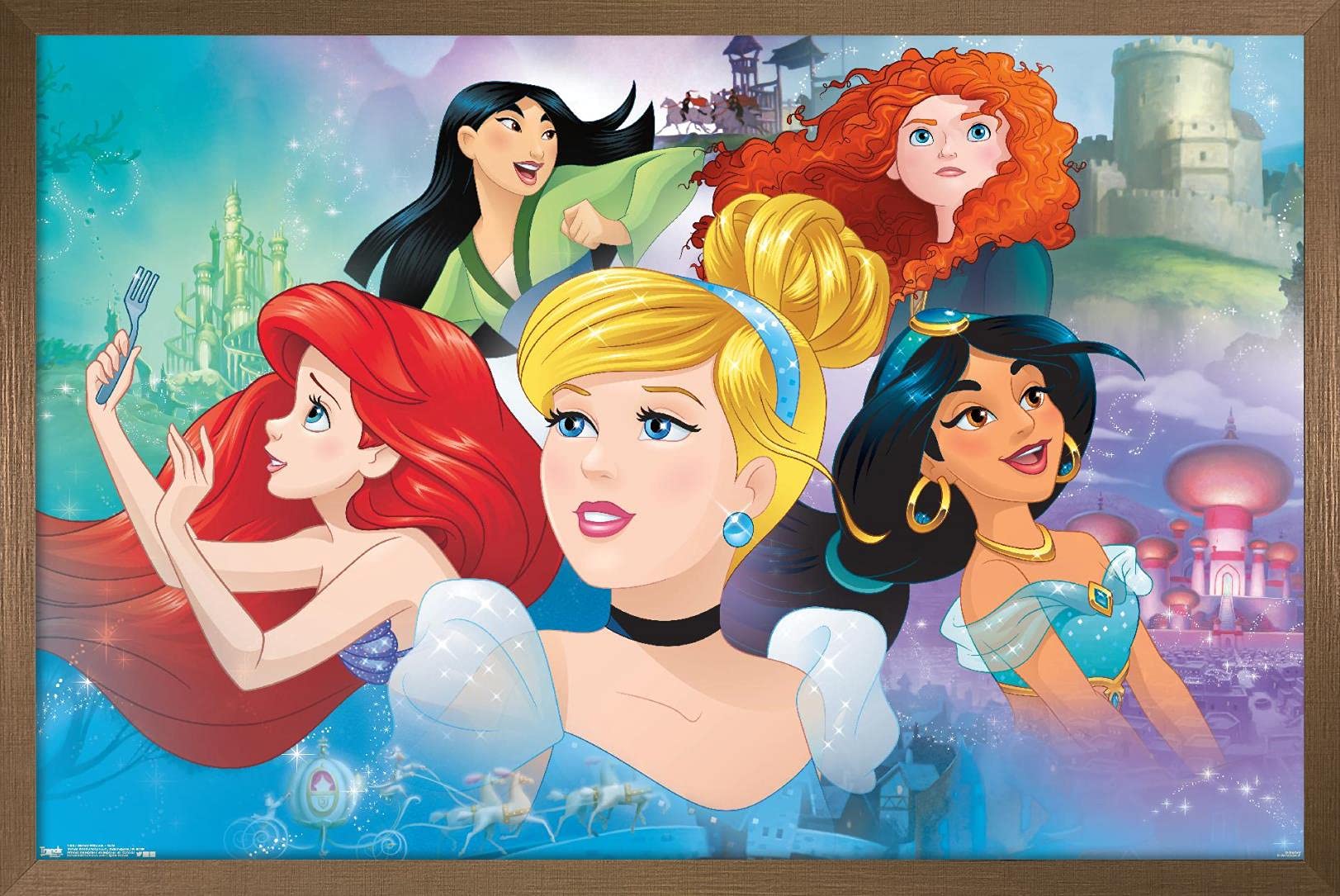 Trends International Disney Princess - Gaze Wall Poster, 14.72'' X 22.37'', Bronze Framed Version