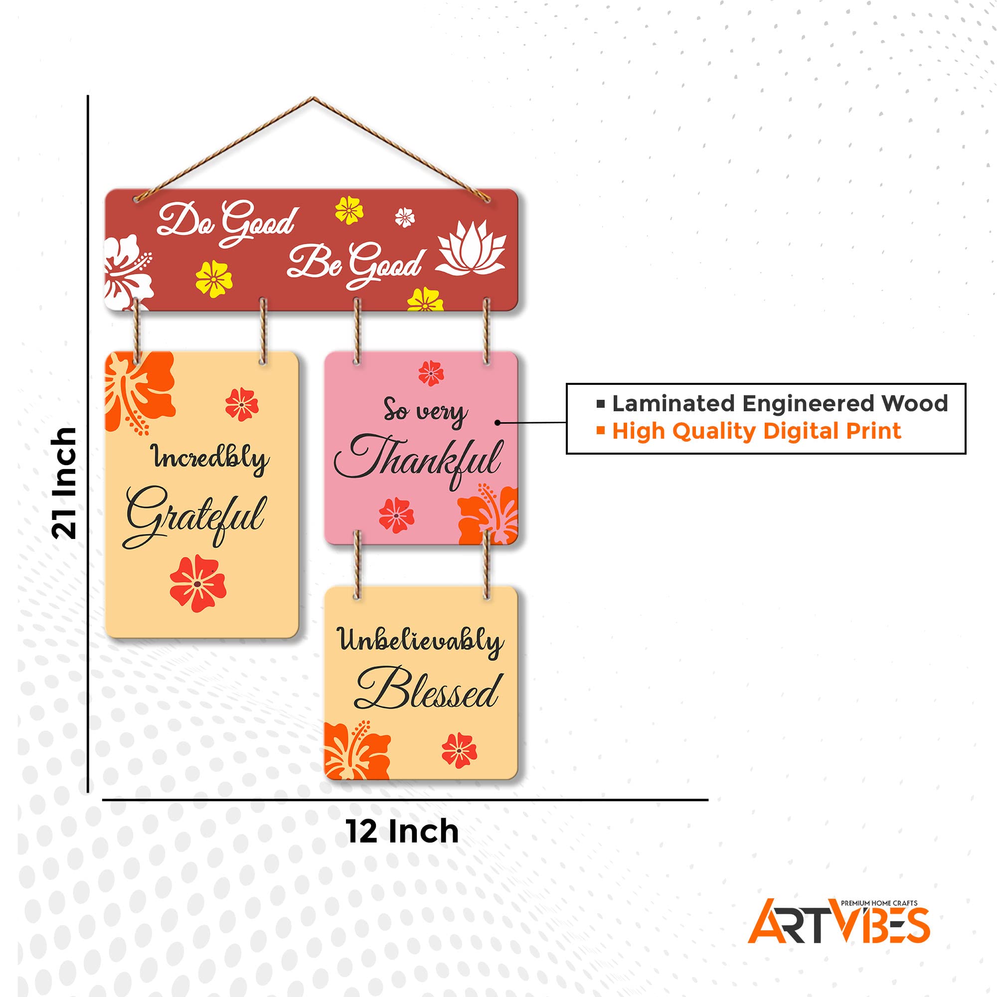 Artvibes Do Good Be Quotes Decorative Wood Wall Hanger For Livingroom, Bedroom | Home Decor | Office | Gift Item | Artworks Deco