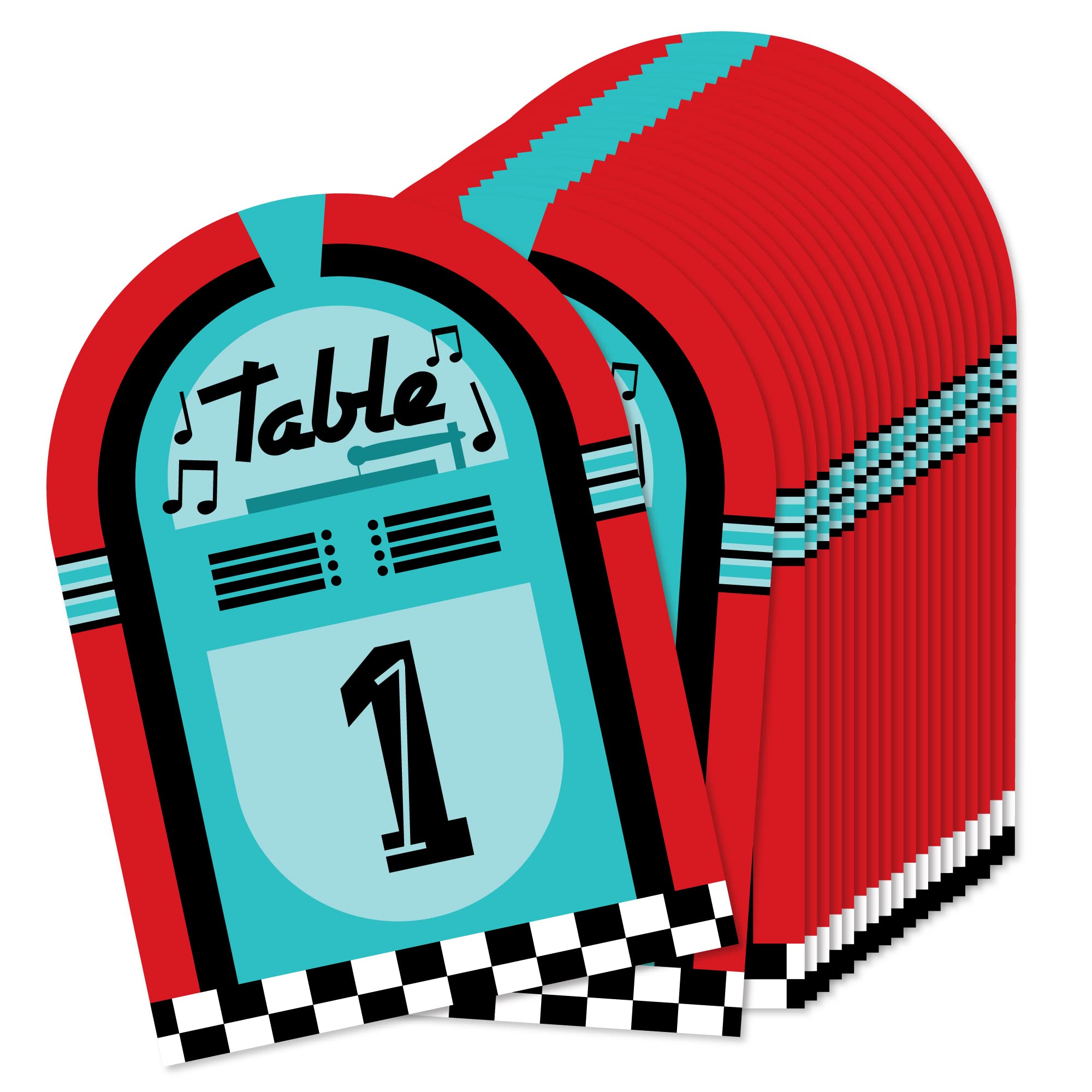 Big Dot Of Happiness 50S Sock Hop - 1950S Rock N Roll Party Double-Sided 5 X 7 Inches Cards - Table Numbers - 1-20