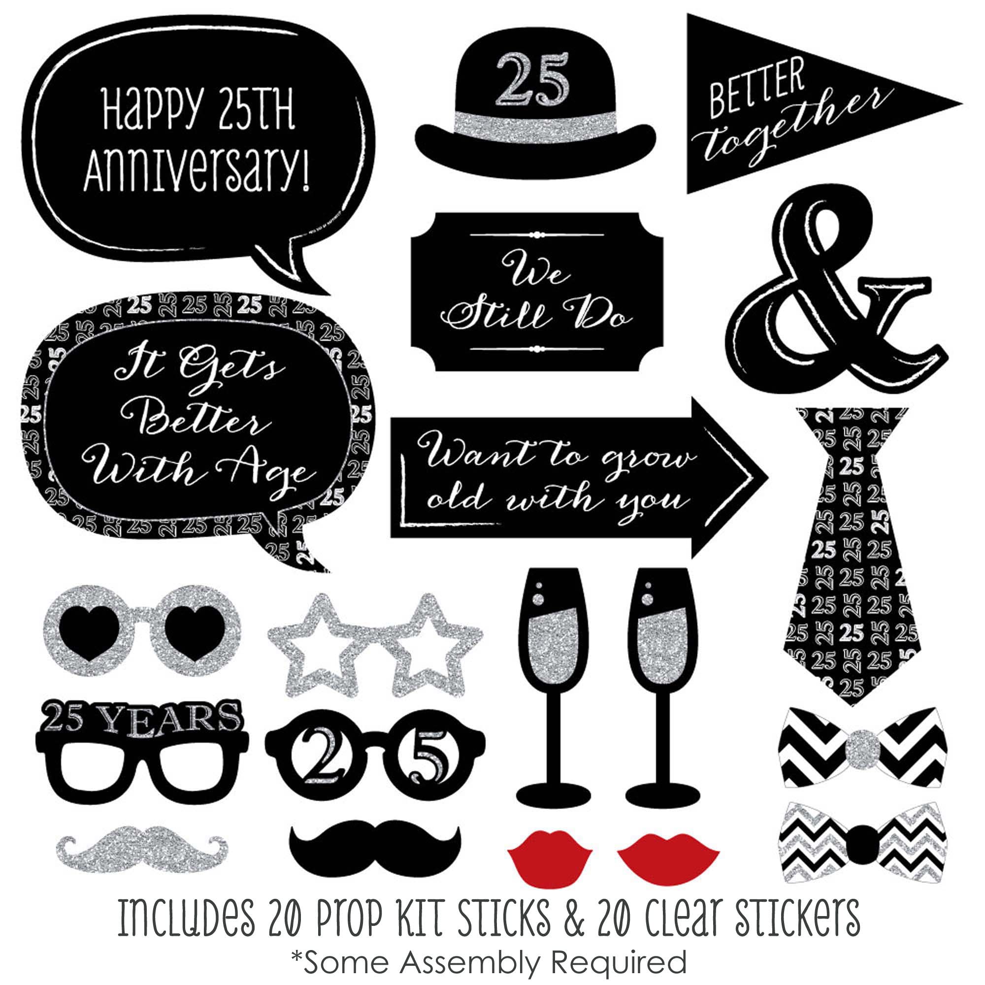 Big Dot Of Happiness We Still Do - 25Th Wedding Anniversary - Anniversary Party Photo Booth Props Kit - 20 Count