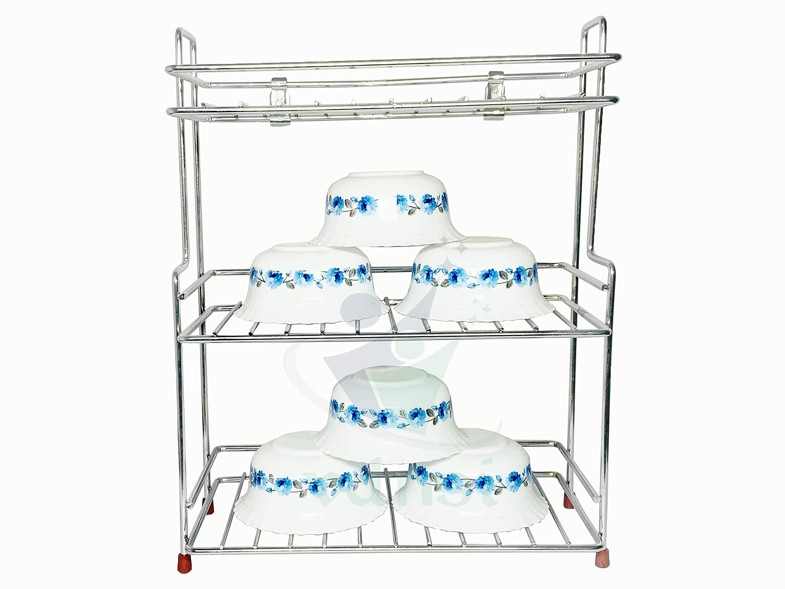 Pretox Stainless Steel Standing Jars Bottle Countertop Storage Organizer Shelf Rack, Standard, Silver