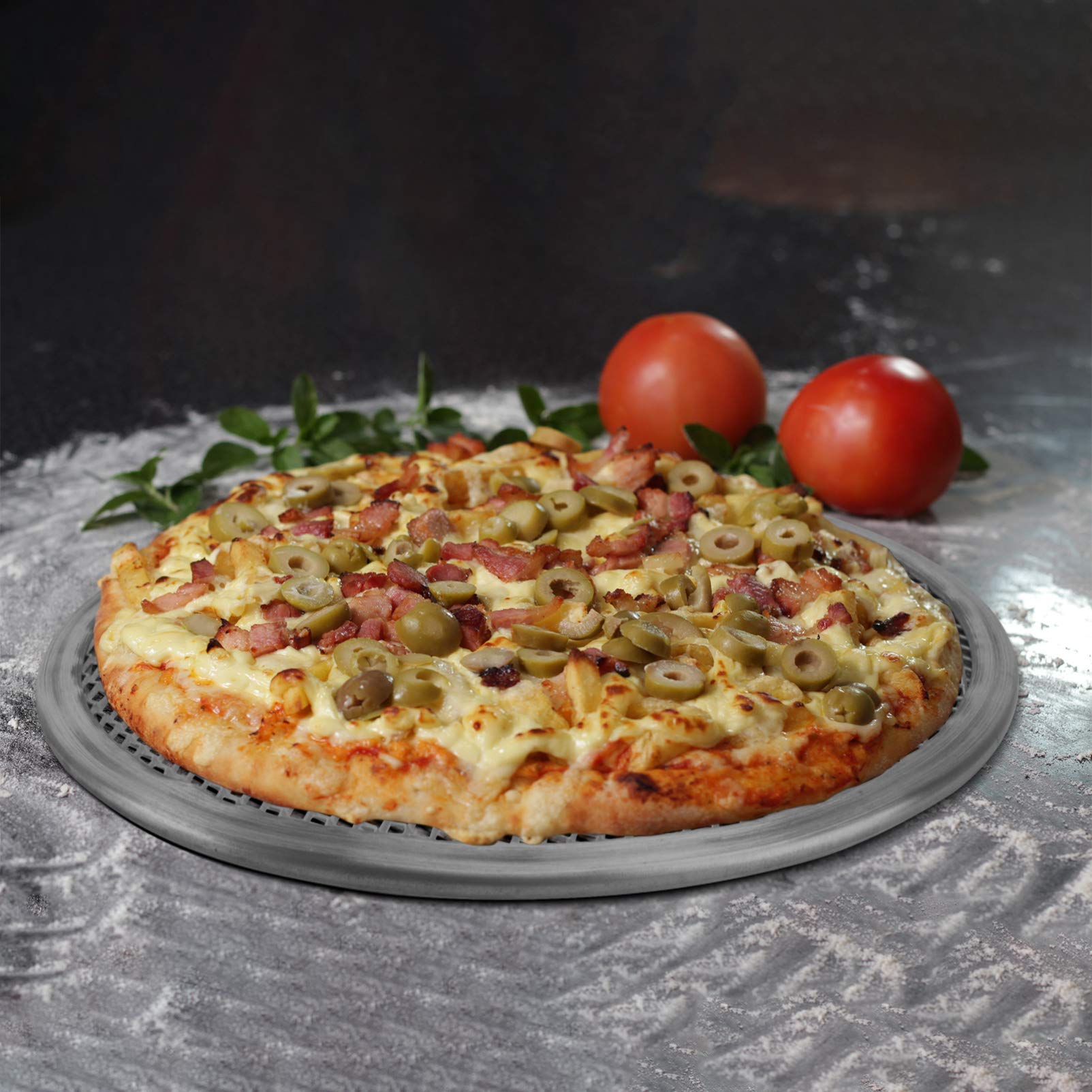 Luxshiny Stainless Steel Pizza Pan 13- Inch Aluminum Pizza Screen Pizza Wire Mesh Tray Pizza Baking Screen Pizza Baking Net For