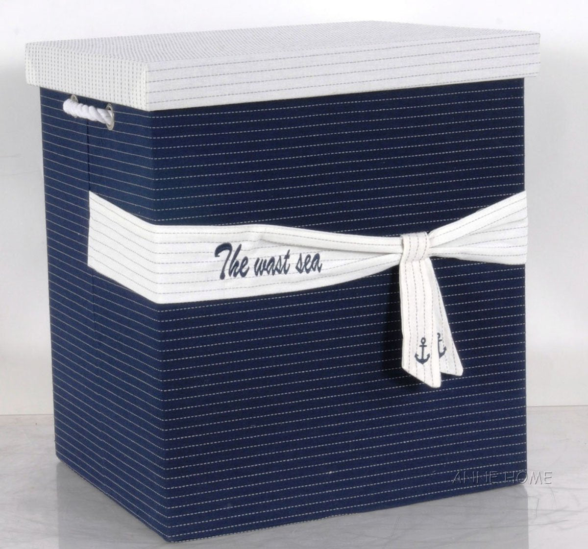 Anne Home - Set of 5 Blue Fabric Storage Baskets in Several Sizes