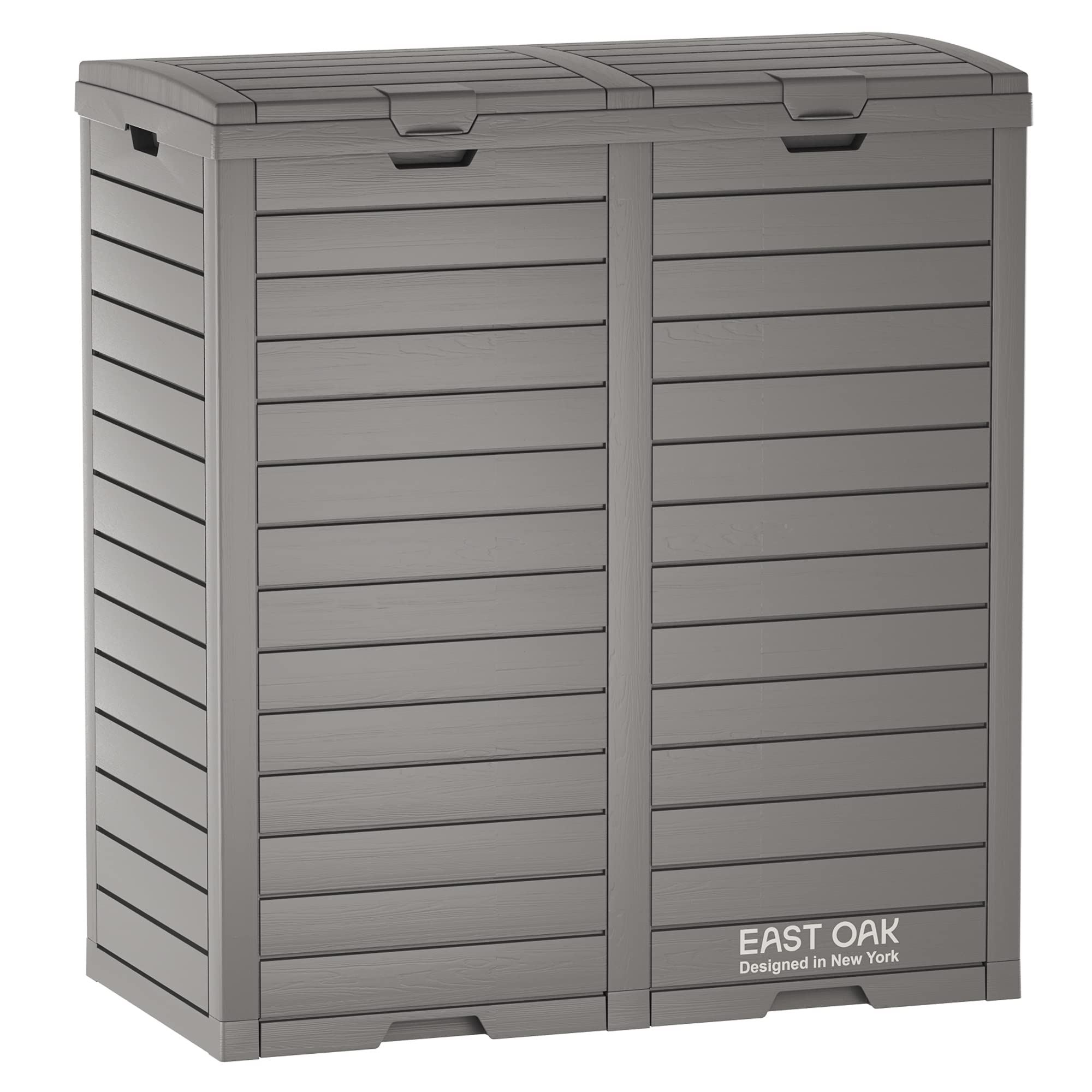 East Oak 76 Gallon Outdoor Trash Can, Waterproof Resin Garbage Can With Tiered Lid And Drip Tray, Outside Trash Bin For Patio, K