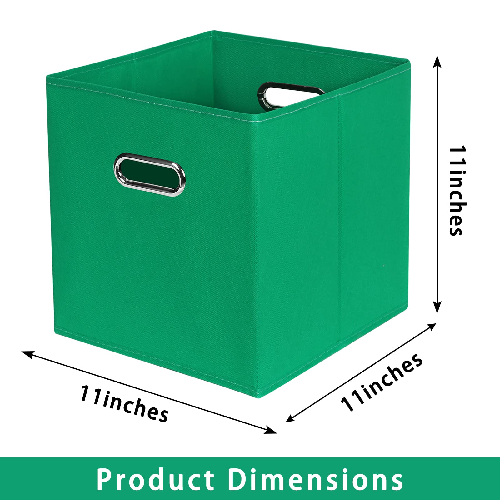 Yunkeeper Green Foldable Storage Bins, 11X11X11, Set Of 6, (Fabric Cube Organizer With Handle, For Cloth Or Accessory Storage)