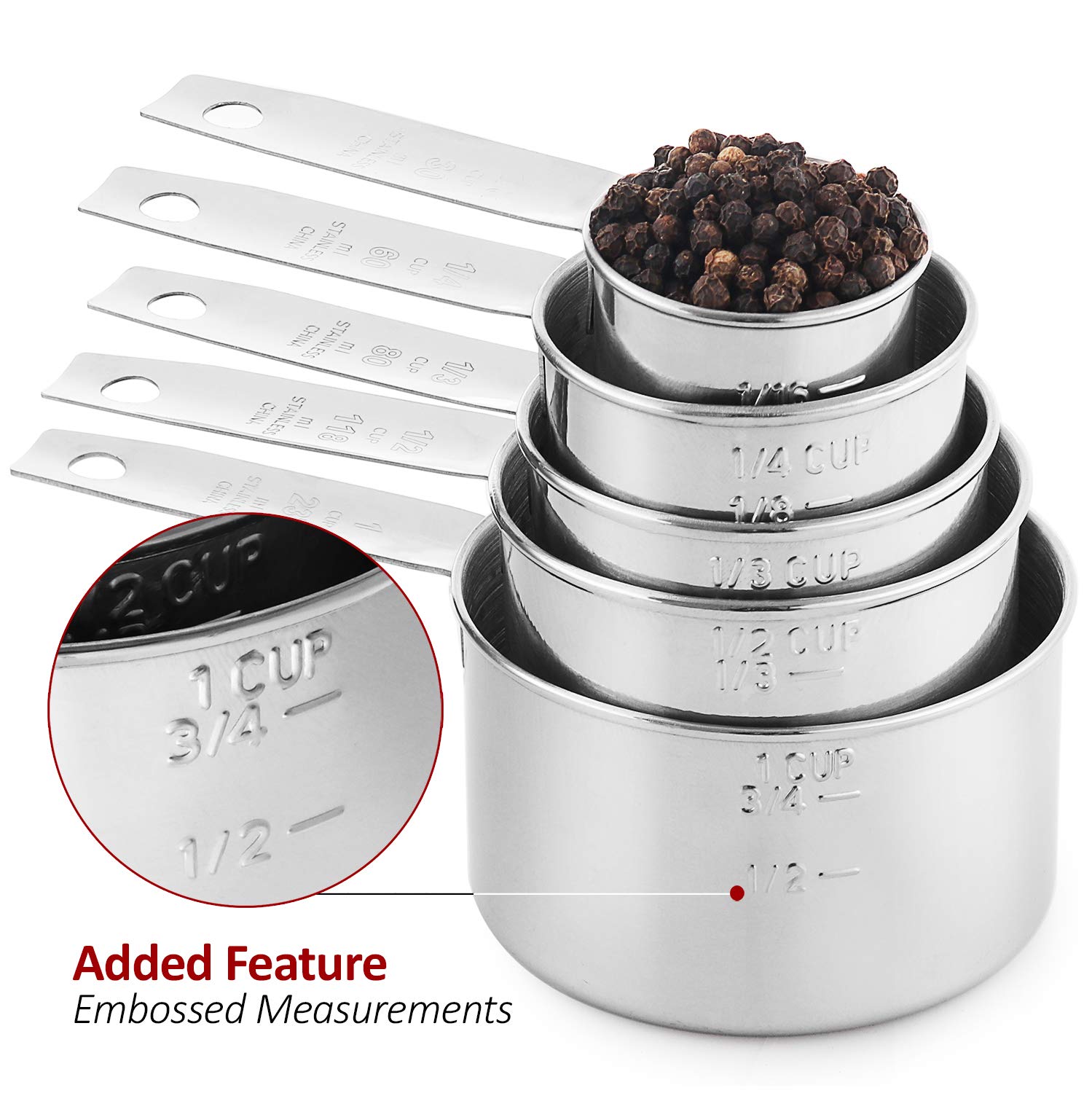 Stainless Steel Measuring Cups, Laxinis World 5 Piece Stackable Measuring Set (1)