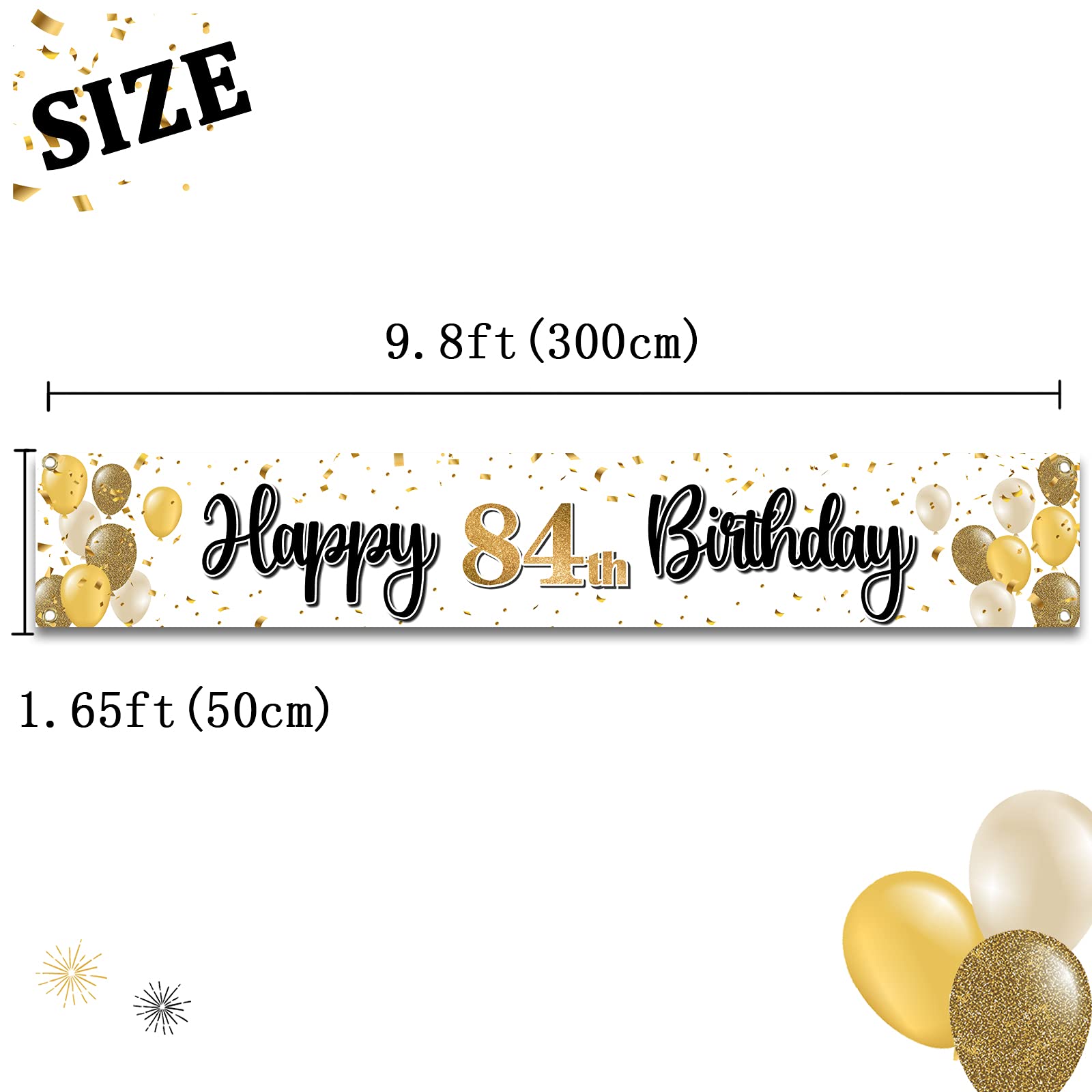 Laskyer Happy 84Th Birthday Decorations,84Th Gold Balloon Large Birthday Hanging Banner Sign,84 Years Old Bday Party Supplies.