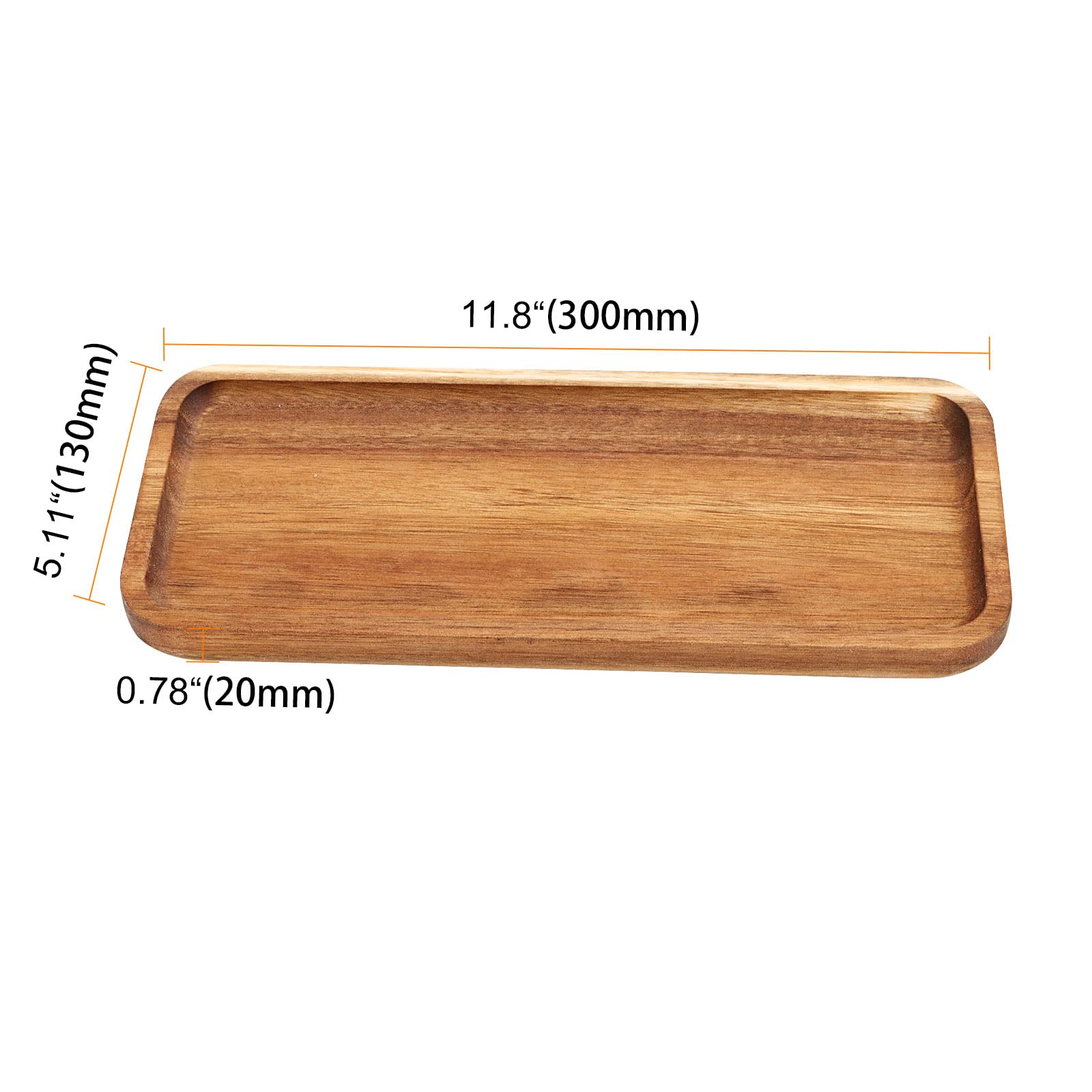 Seunmuk 6 Pack 12 X 5 X 0.78 Inch Wooden Serving Platters, Rectangle Natural Solid Acacia Wood Serving Tray And Platter, Wooden