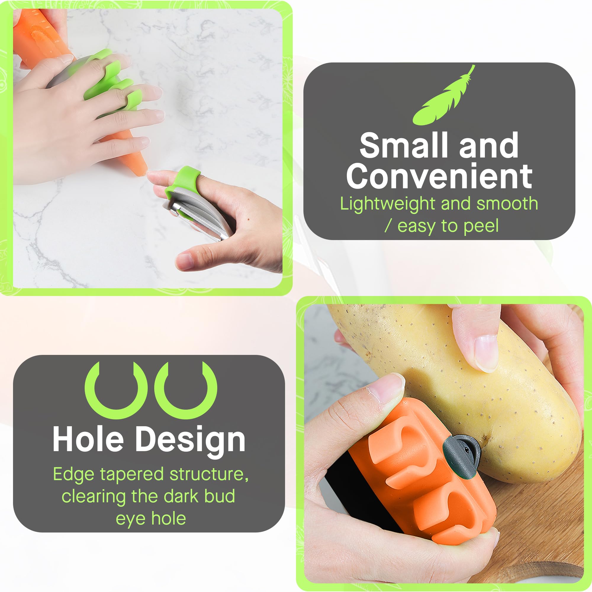 Fingers Grip Palm Peeler For Fruit & Vegetable, Comfortable Silicone Finger Grips Peeling Tool For Potato, Carrot, Cucumber, App