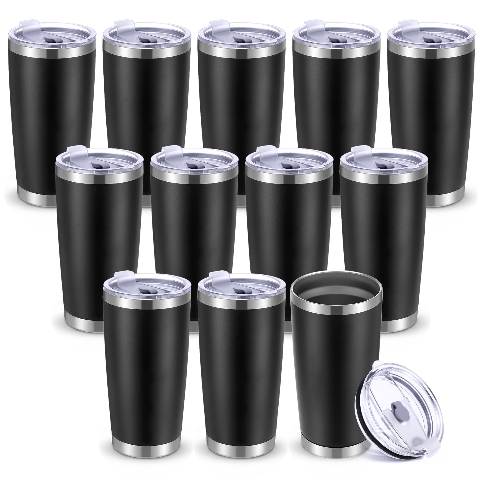 Exircy 12 Pack 20oz Tumbler Bulk Stainless Steel Tumbler with Lid