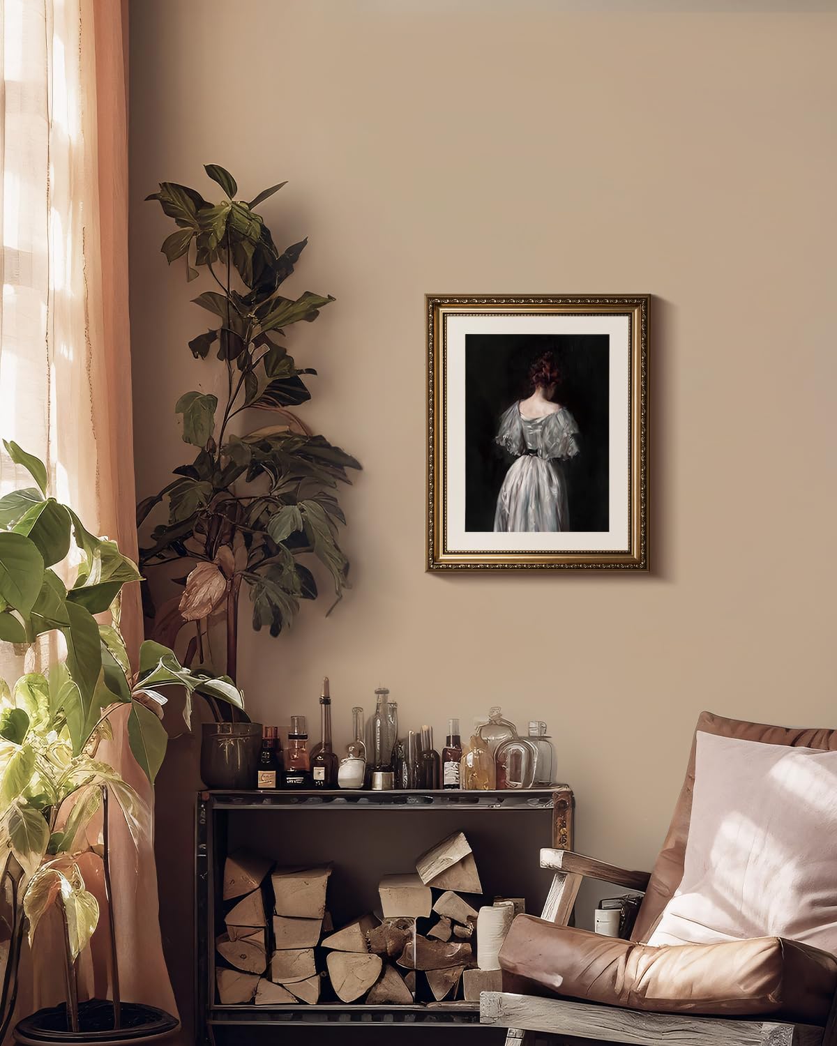 Insimsea Gold Picture Framed Wall Art, Living Room Bedroom Bathroom Seventeenth Century Lady Pictures Wall Decor, Canvas Print A