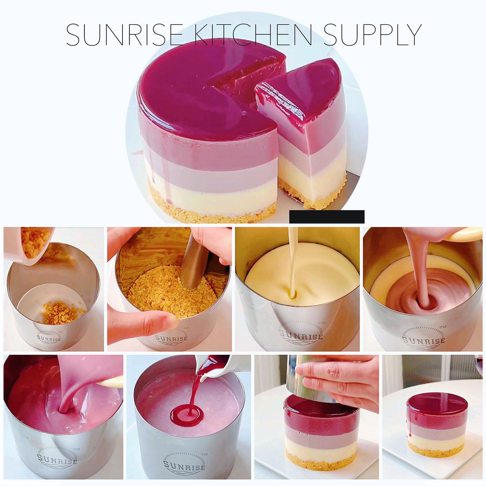 Sunrise (Pack Of 4) Kitchen Supply Plating Forms Stainless Steel Ring Mold Sets 3'' X 2.75'' (3'' X 2.75'')