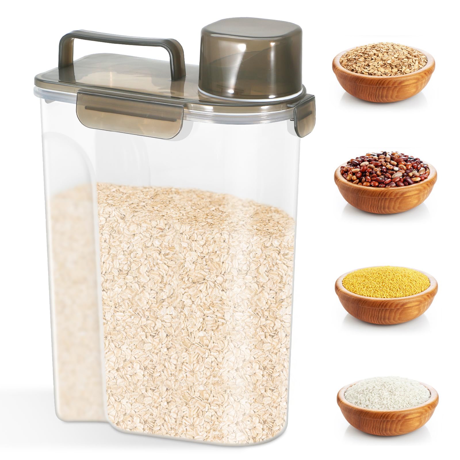 Tbmaxs Rice Storage Container 10 Lbs, Airtight Food Dispenser With Large Spout And Cup For Rice, Cereal, Flour, Oatmeal, Pet Dog