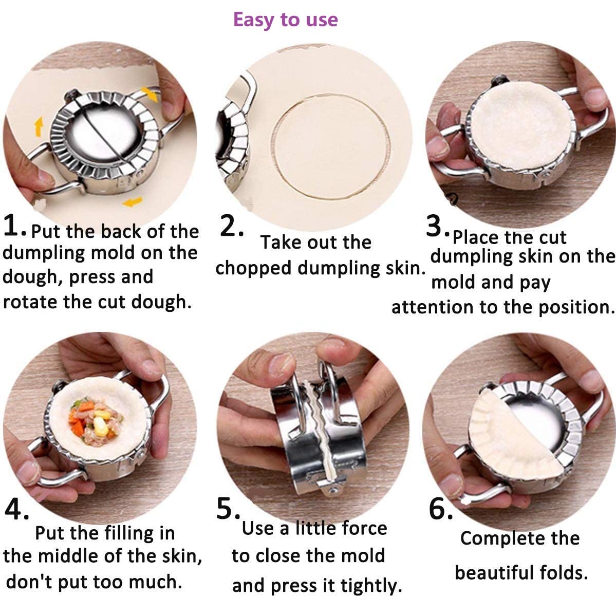 Allcana'S Stainless Steel Dumpling Maker Mold Press Set Large 3.75'' | Easily Make Dumpling, Wonton, Empanada, Pierogi, Calzone