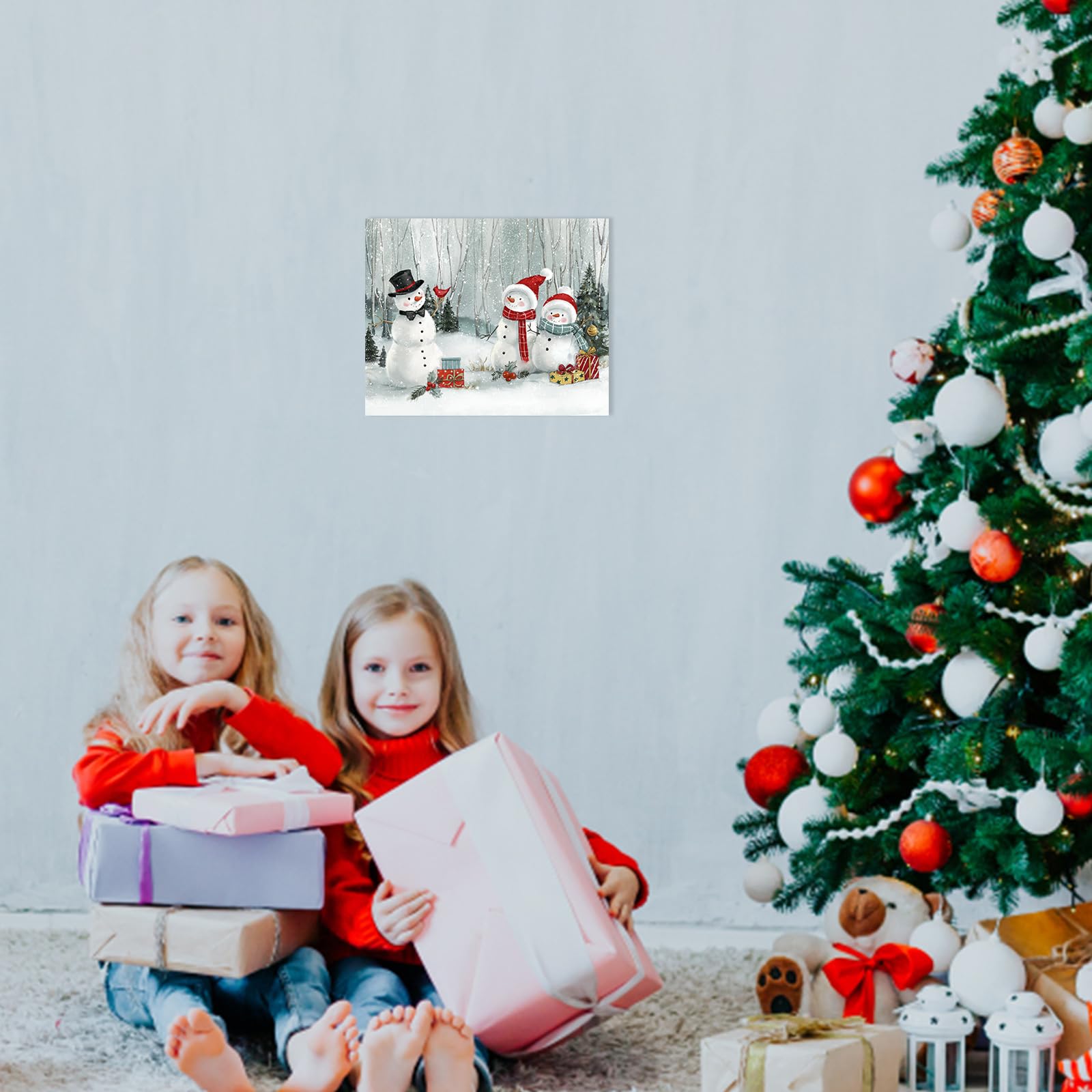 Christmas Snowman Wall Art Decor:Merry Christmas Posters Canvas Prints Winter Pictures Farmhouse Indoor Christmas Decorations Xm