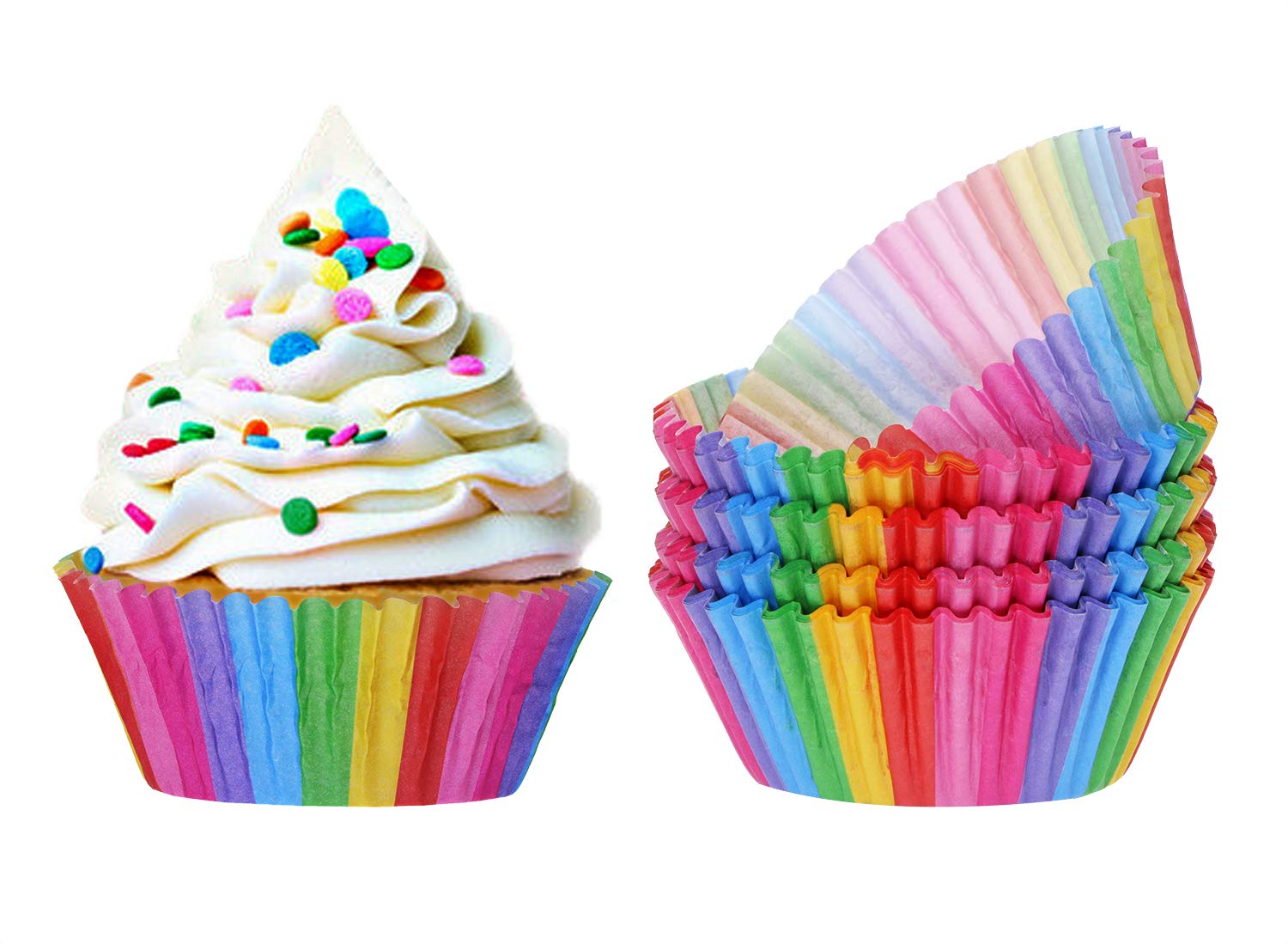 Mini Skater 100Pcs Standard Size Paper Baking Cups Rainbow Cupcake Liners For Wedding Birthday Party Muffins Cupcakes Cake Balls