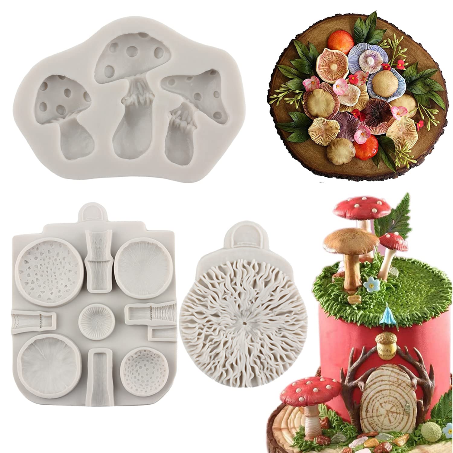 Sijiangmold 3D Mushroom Fondant Silicone Molds Mushroom Chocolate Mold For Cake Decorating Chocolate Candy Polymer Clay Resin Gu