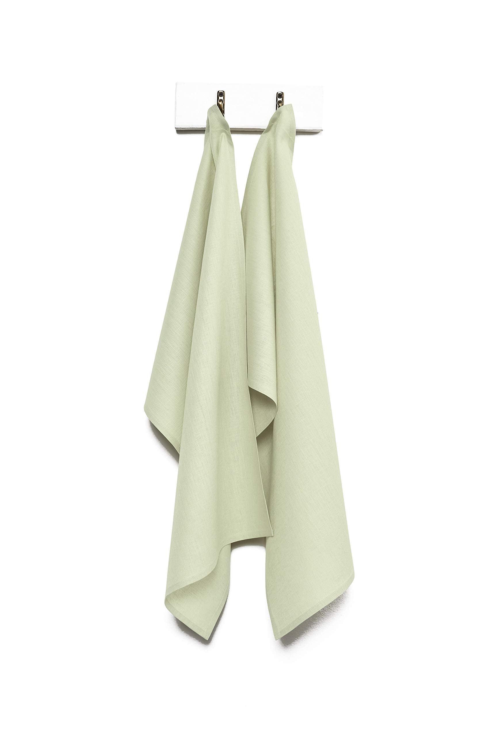 Solino Home Linen Kitchen Towels Set Of 2 - Sage Green 17 X 26 Inch - 100% Pure Linen Kitchen/Tea Towels - Machine Washable And