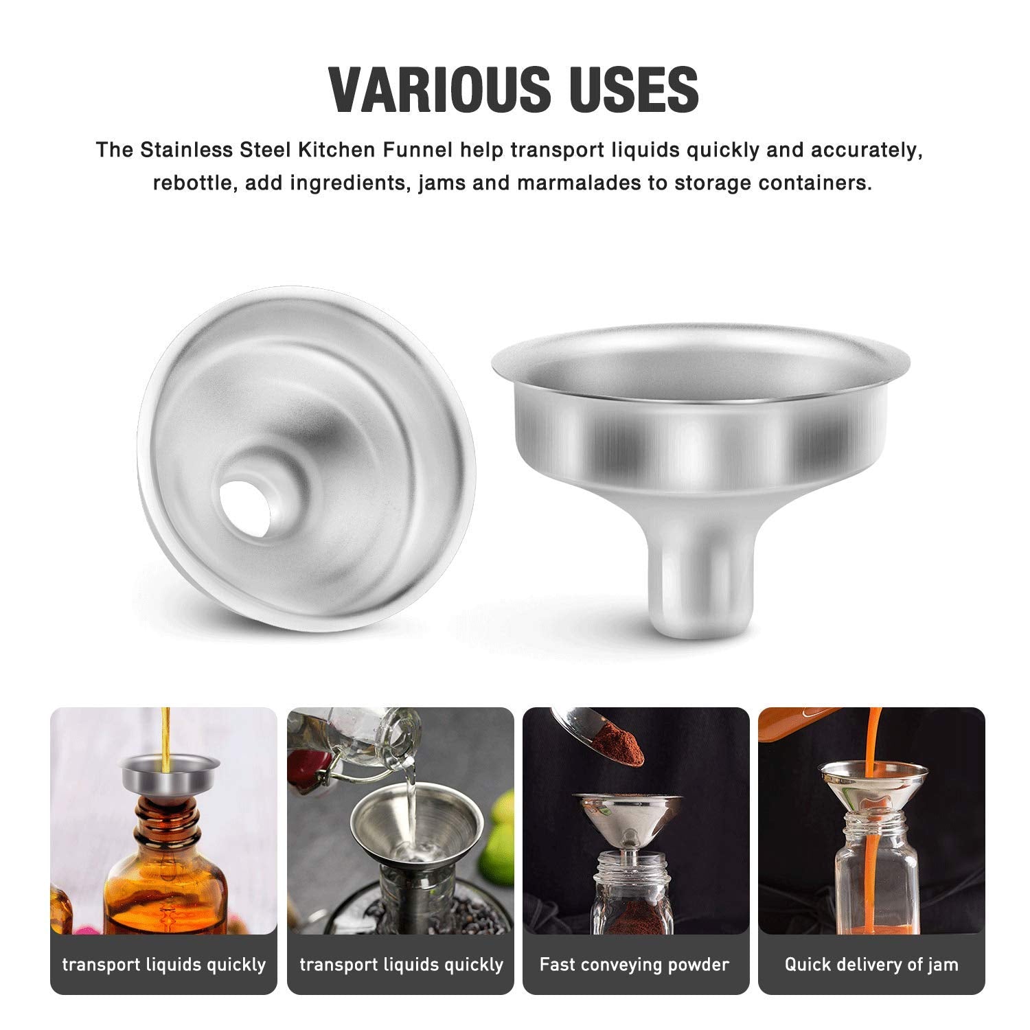 Yesker Stainless Steel Mini Funnel For Essential Oil Bottles Flasks 6Pcs