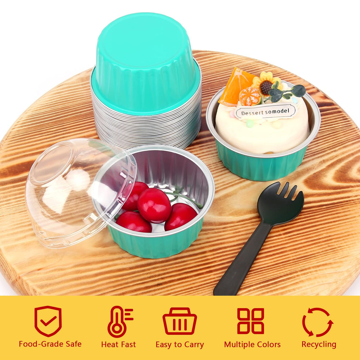 Disposable Mini Ramekins Disposable Ramekins With Lids 50 Pack,Free-Air 5Oz Aluminum Foil Cupca ...