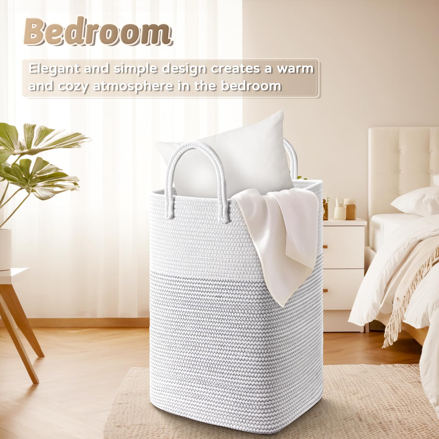 Artfeel Laundry Basket,Woven Cotton Rope Laundry Hamper,100L Versatile Storage For Dirty Clothes,Baby Toys,And Blankets In Bathr