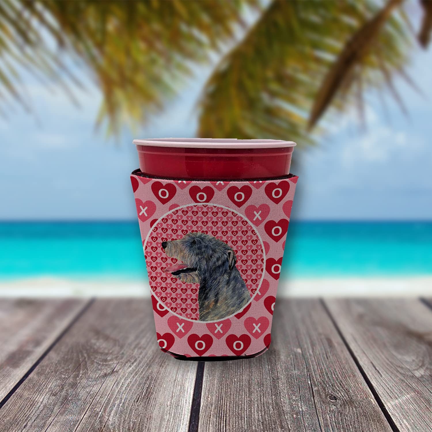 Irish Wolfhound  Red Solo Cup Beverage Insulator Hugger