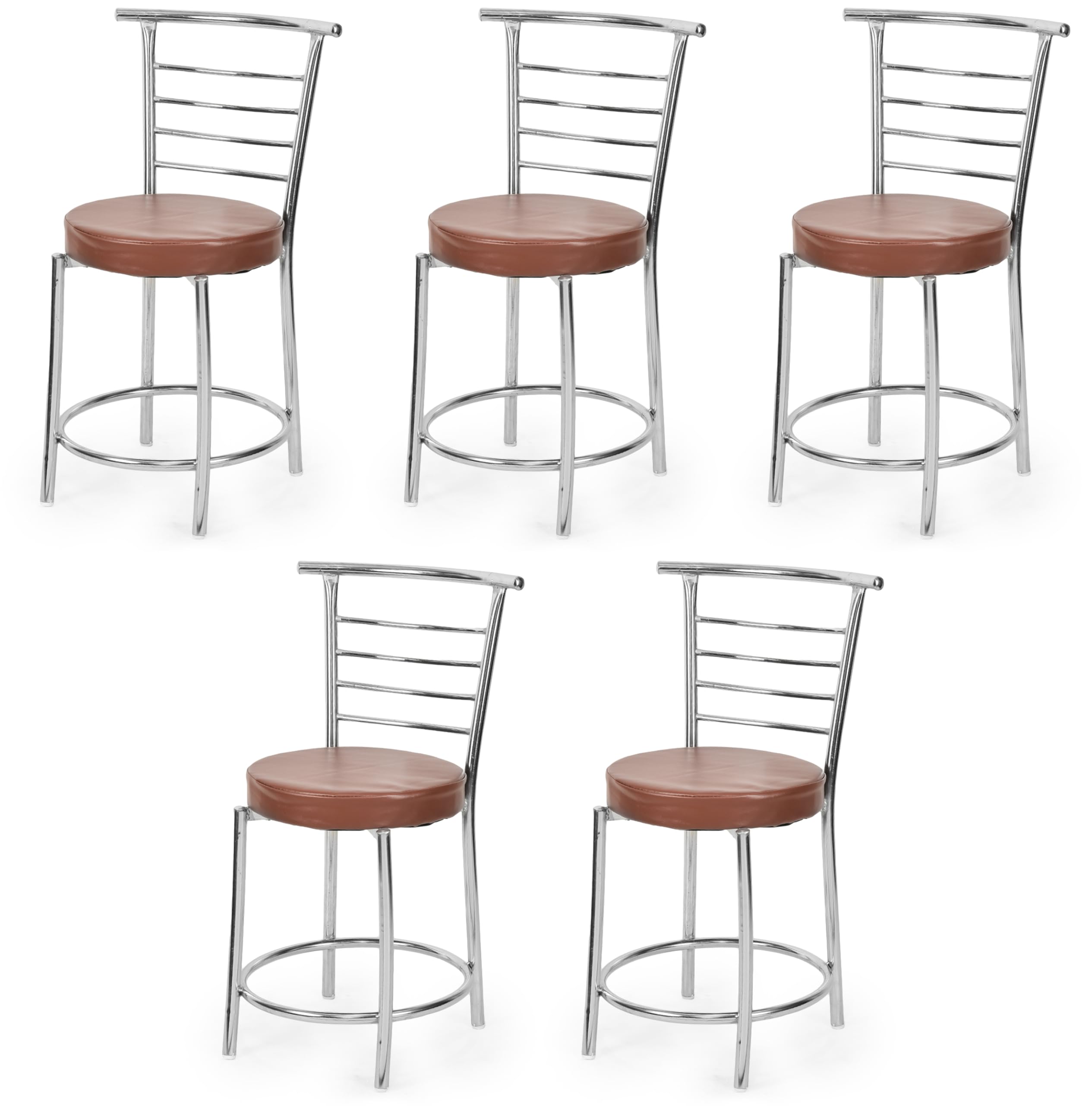 Goyal Steel & Furniture Chairs For Dining Table, Steel Chair, Dining Chair With Comfortable Cushion (5, Brown, Standard)